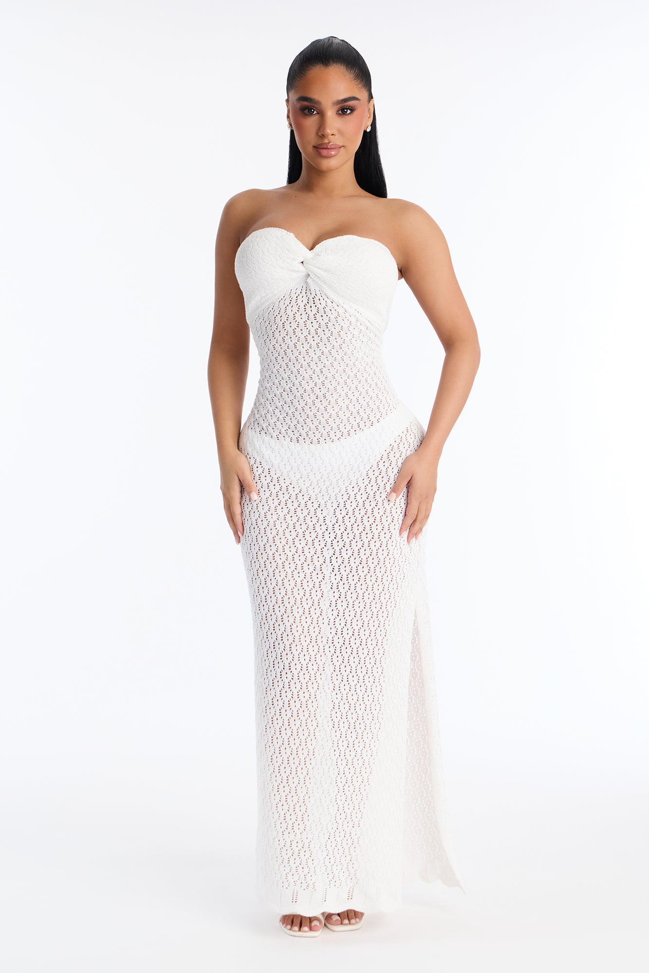 Jenni Strapless Crochet Maxi Dress - Off White