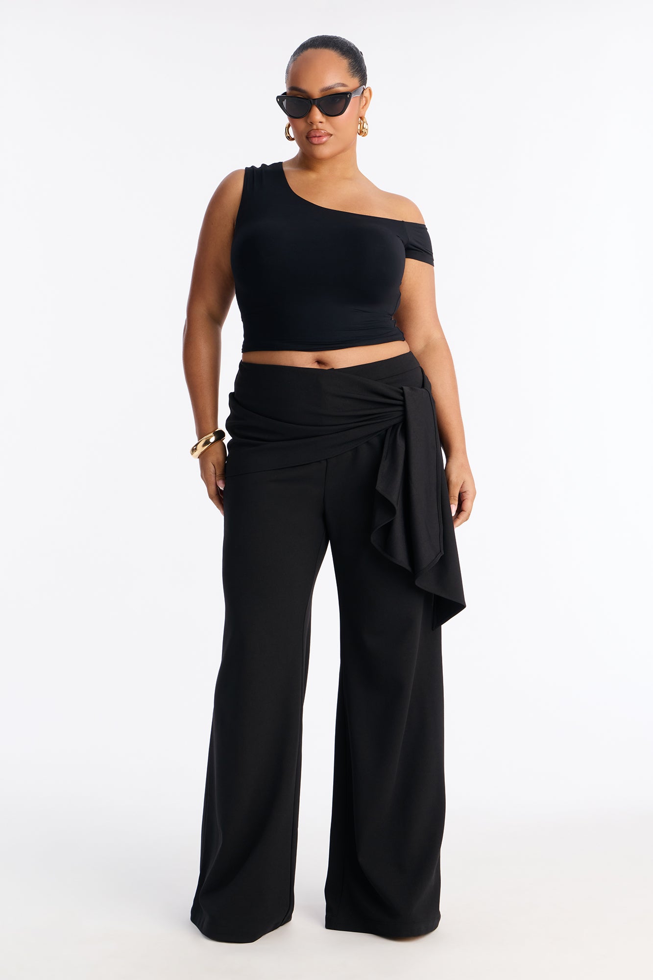 Megan Waist Tie Trouser Pant 34″ - Black