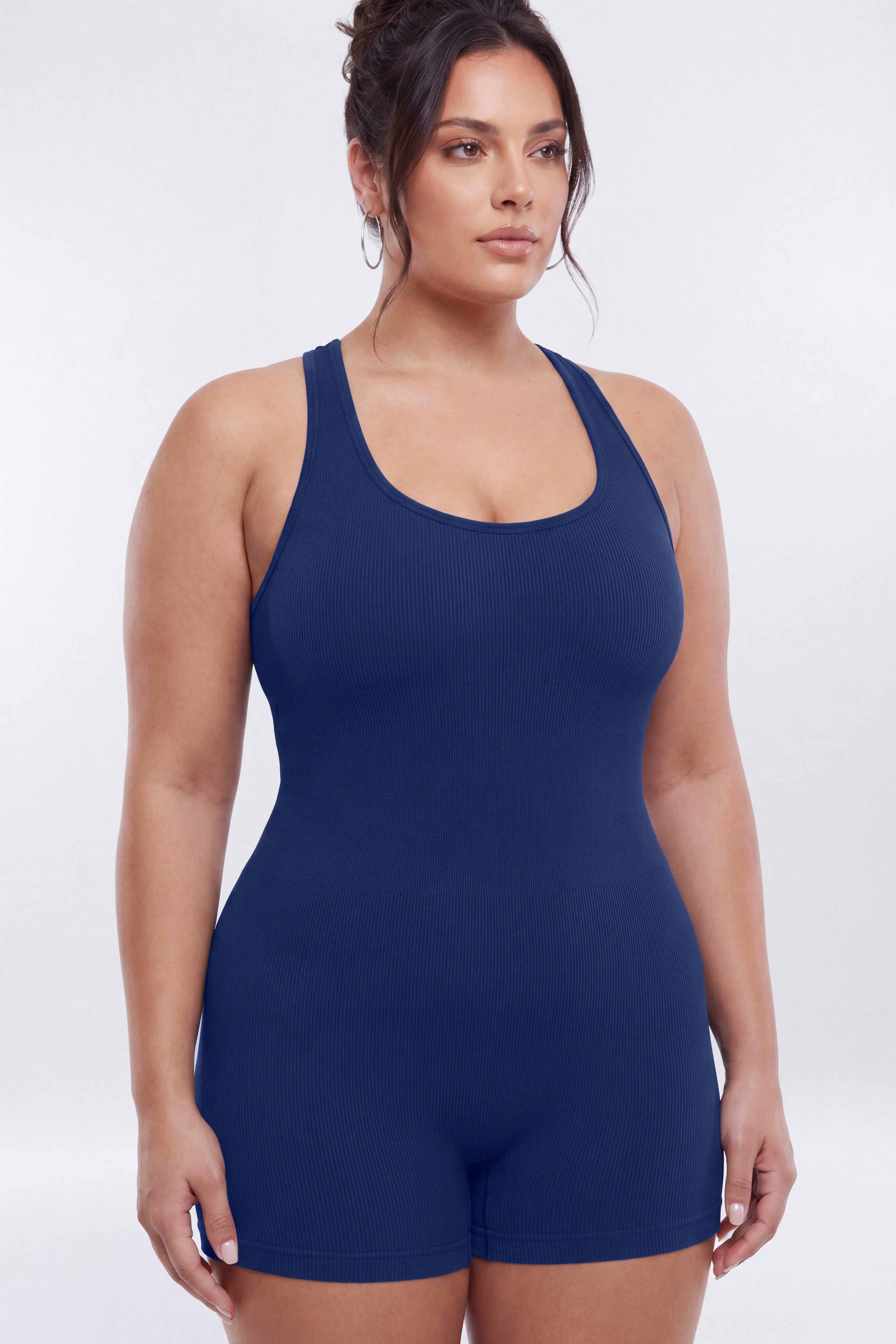 SeamlessLift™ 3″ Back Cut Out Romper - Navy