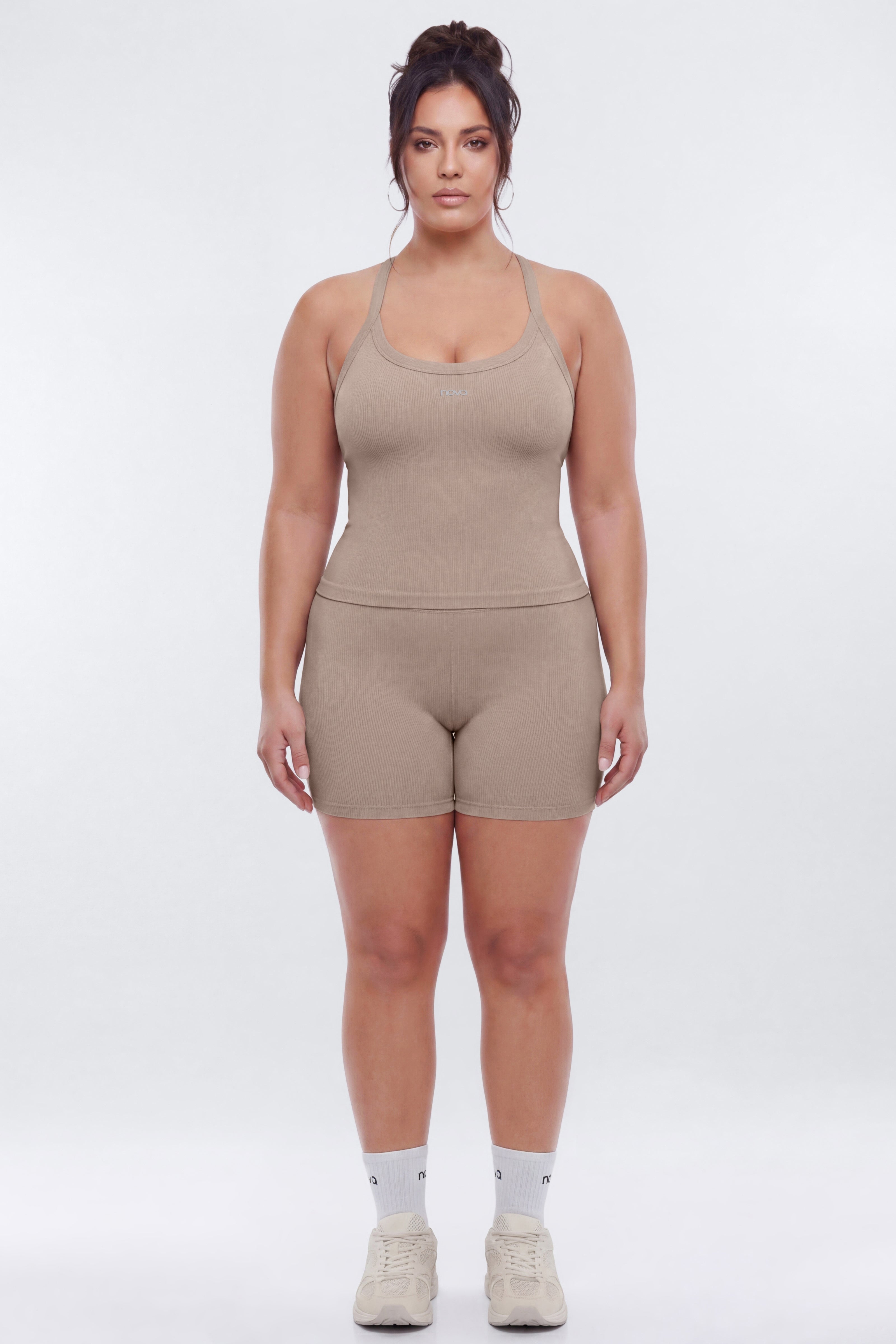 SeamlessLift™ Y Back Sports Top - Taupe