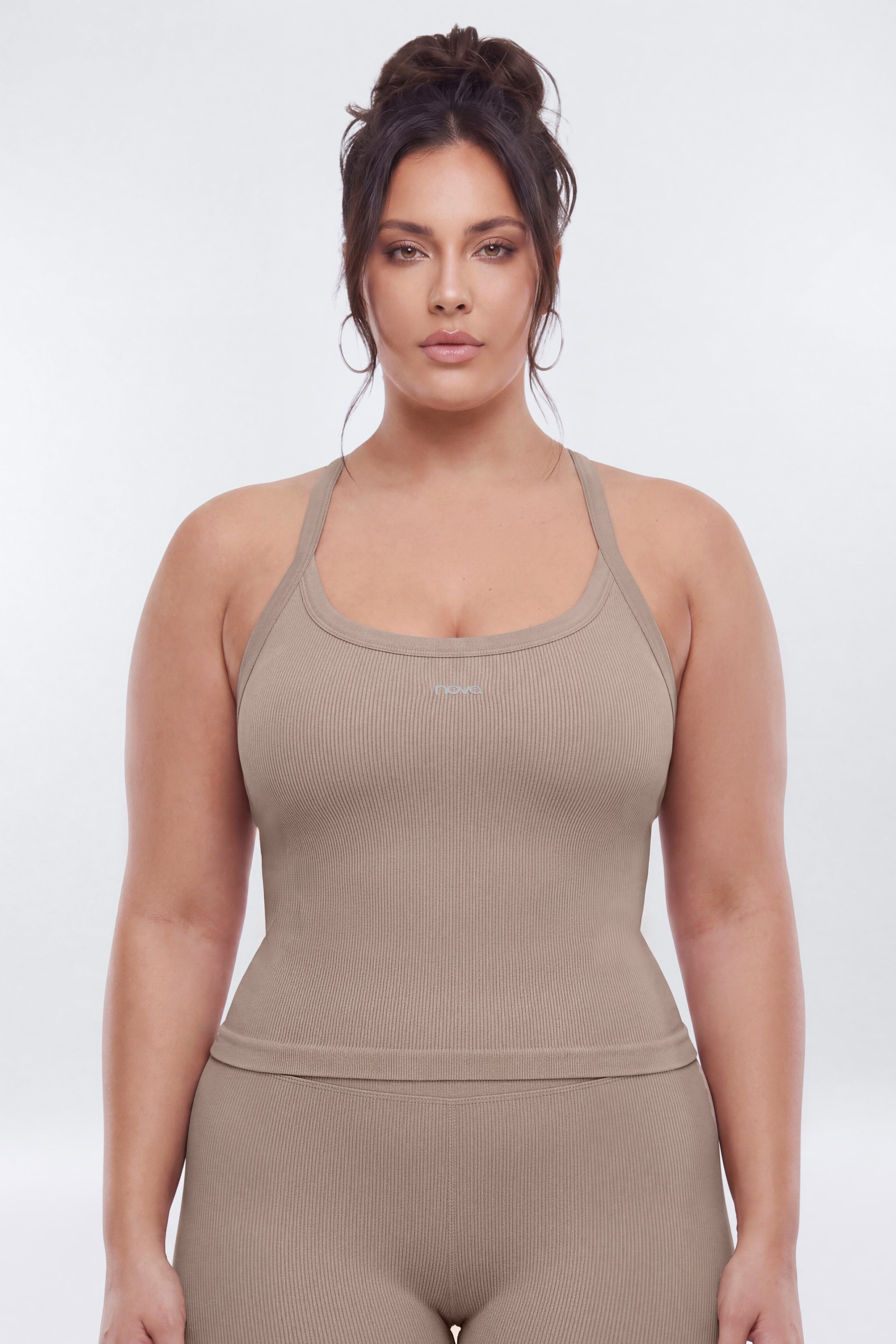 SeamlessLift™ Y Back Sports Top - Taupe