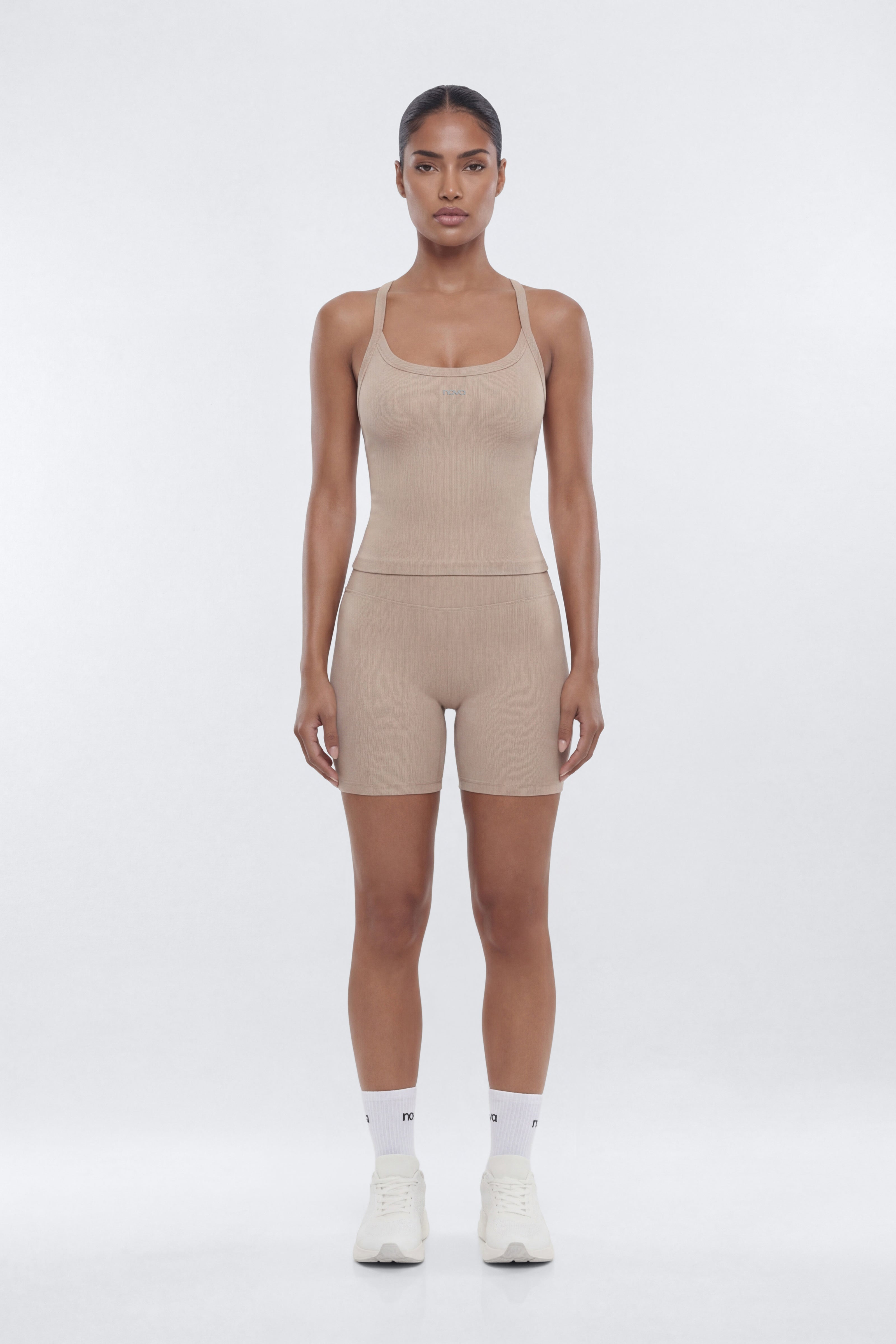 SeamlessLift™ 5″ High Rise Biker Short - Taupe