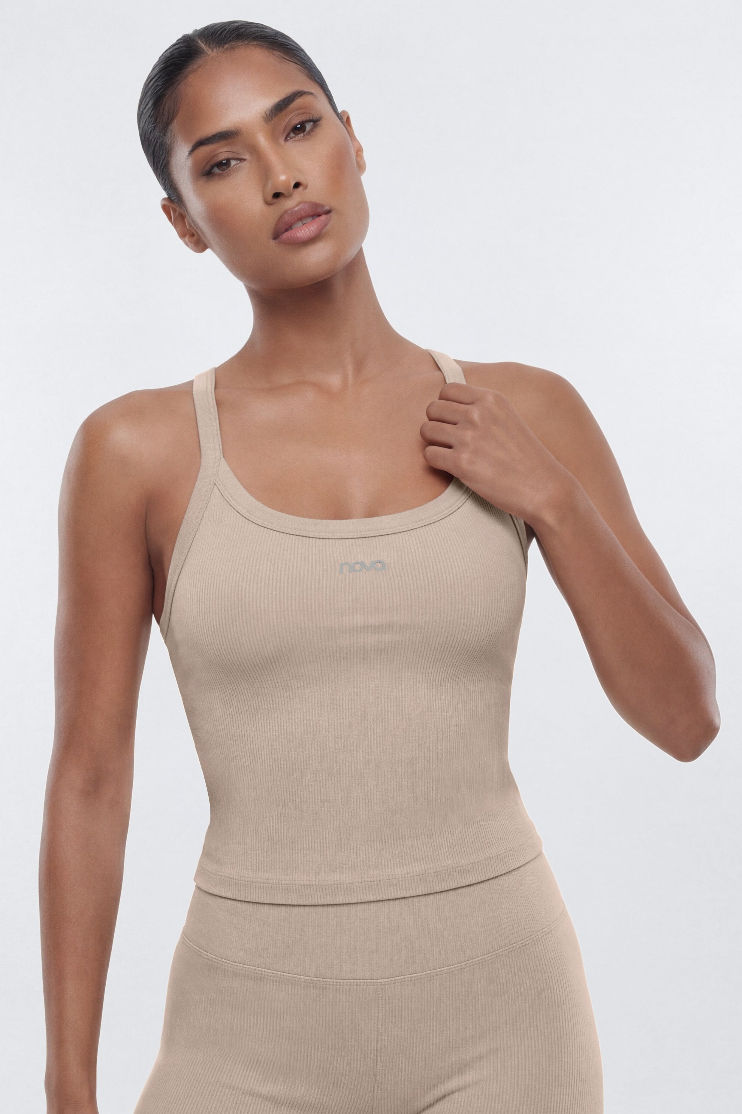 SeamlessLift™ Y Back Sports Top - Taupe