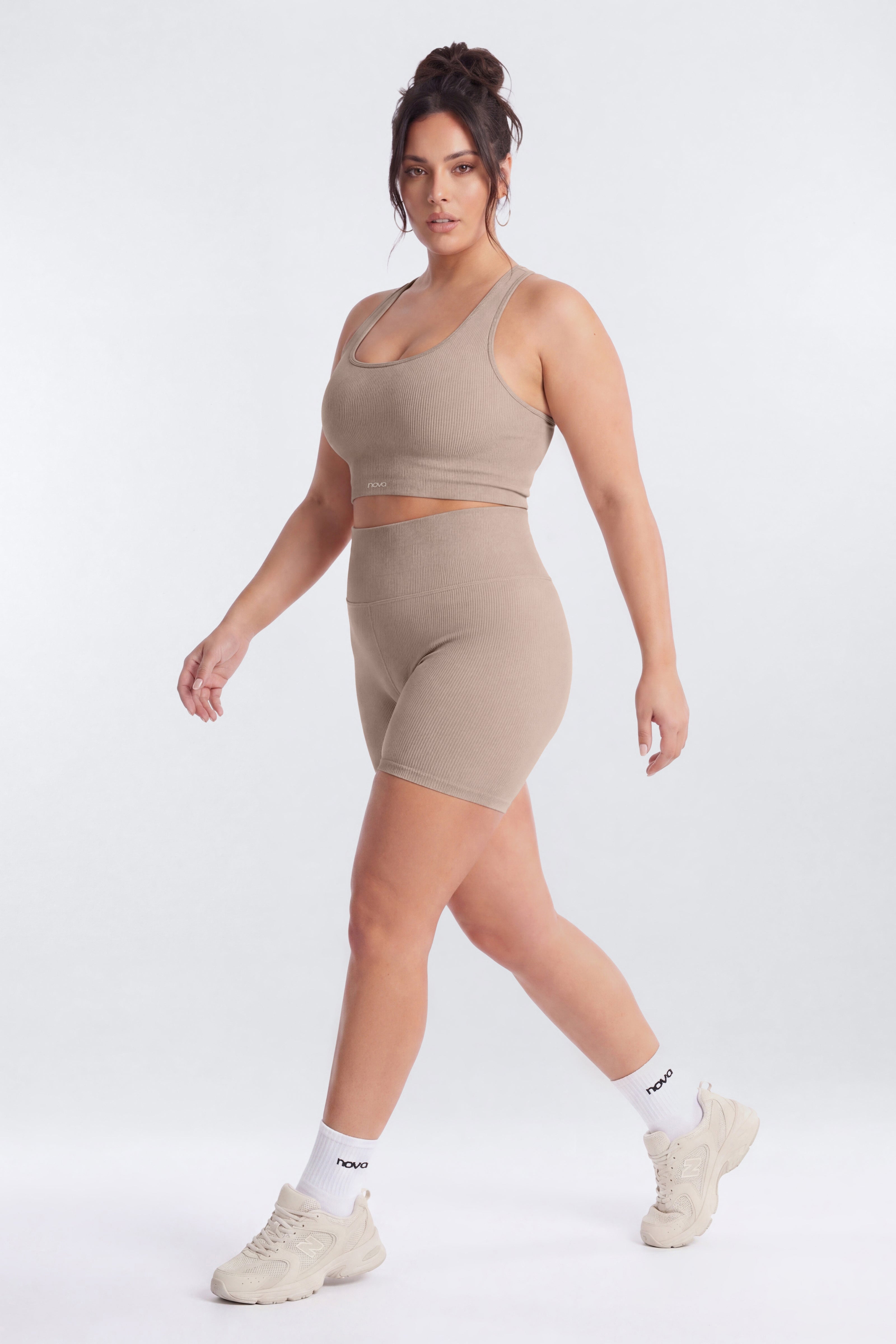SeamlessLift™ 5″ High Rise Biker Short - Taupe