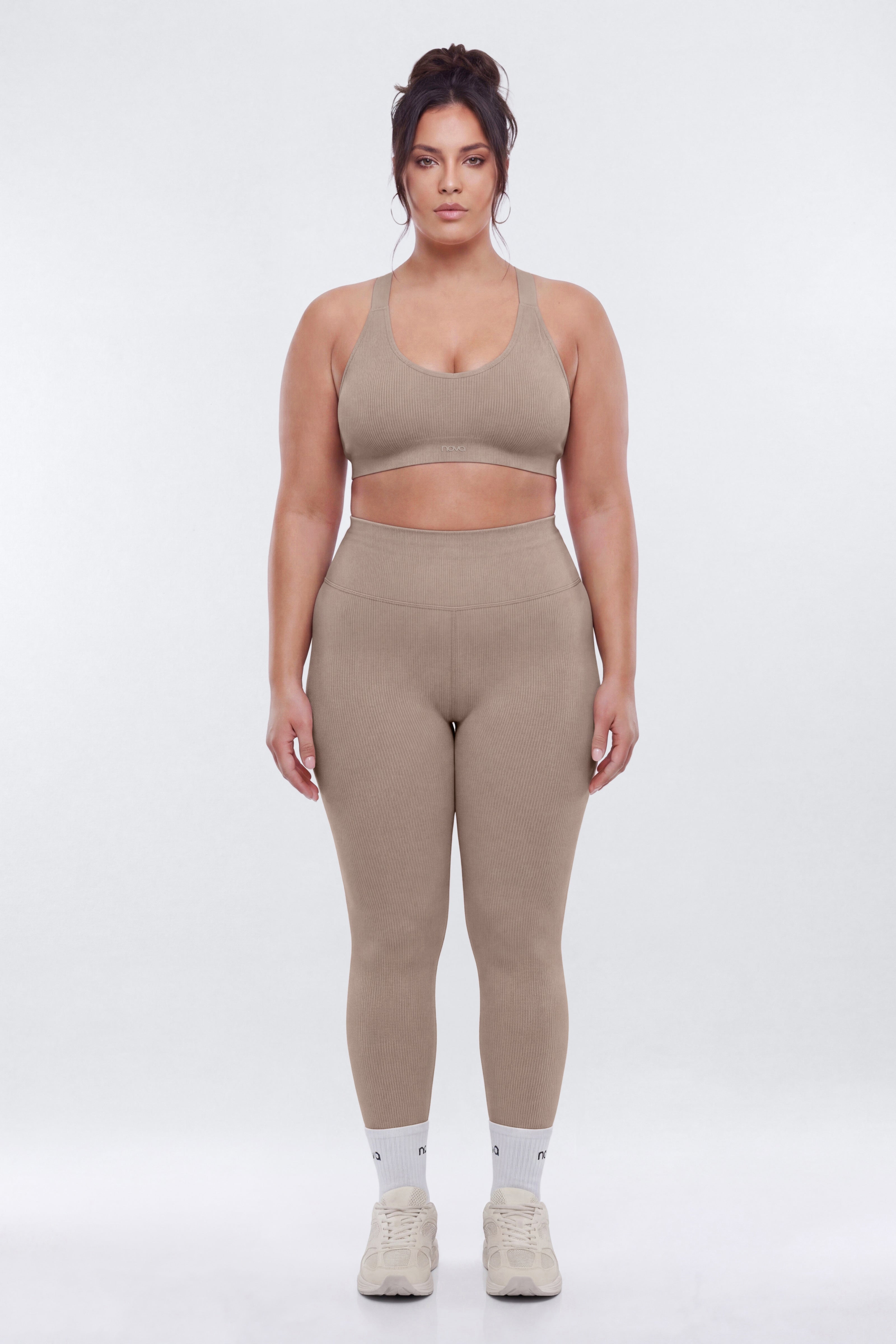 SeamlessLift™ V Neck Sports Bra - Taupe