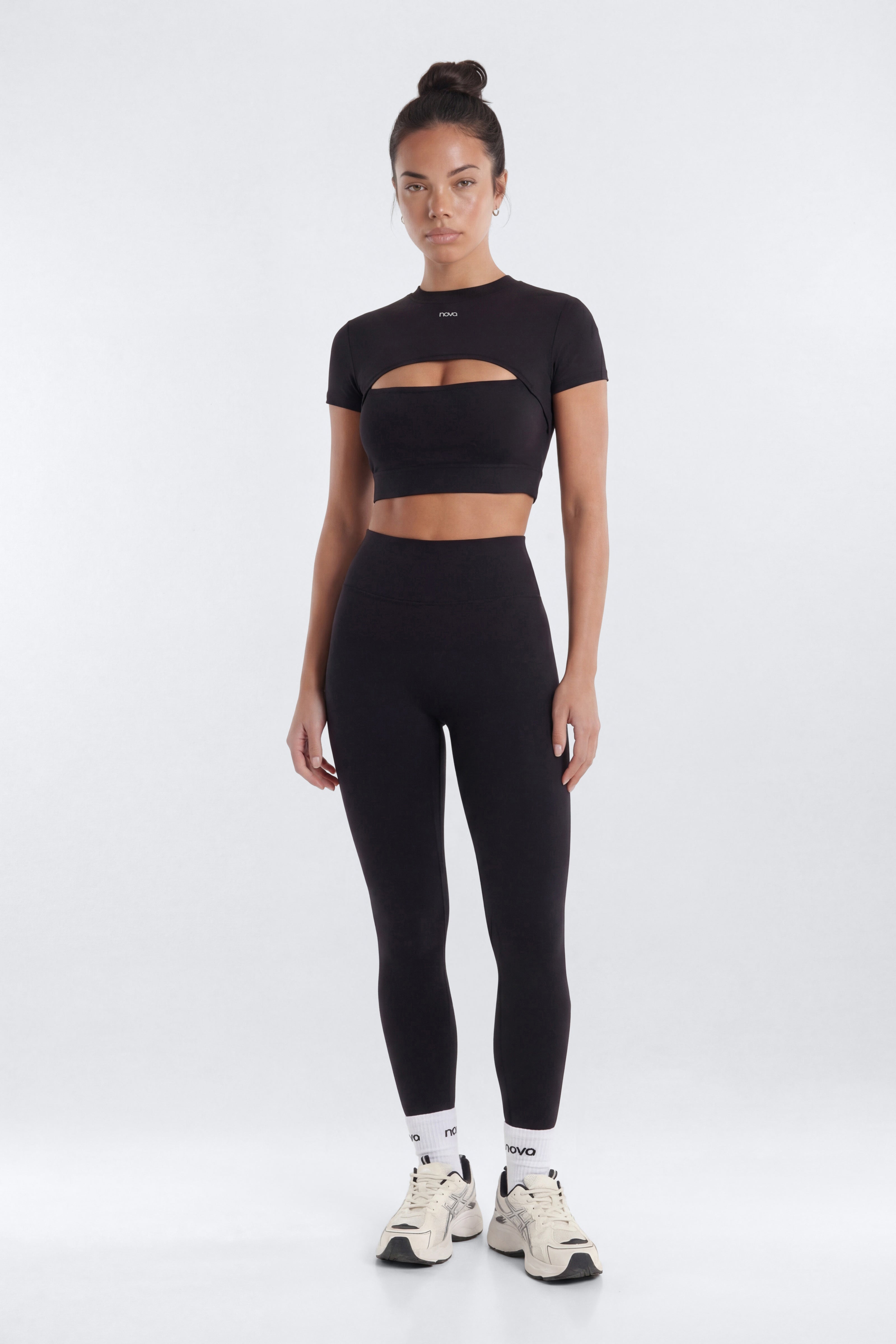 ProStretch™ Cut Out Short Sleeve Sports Top - Black