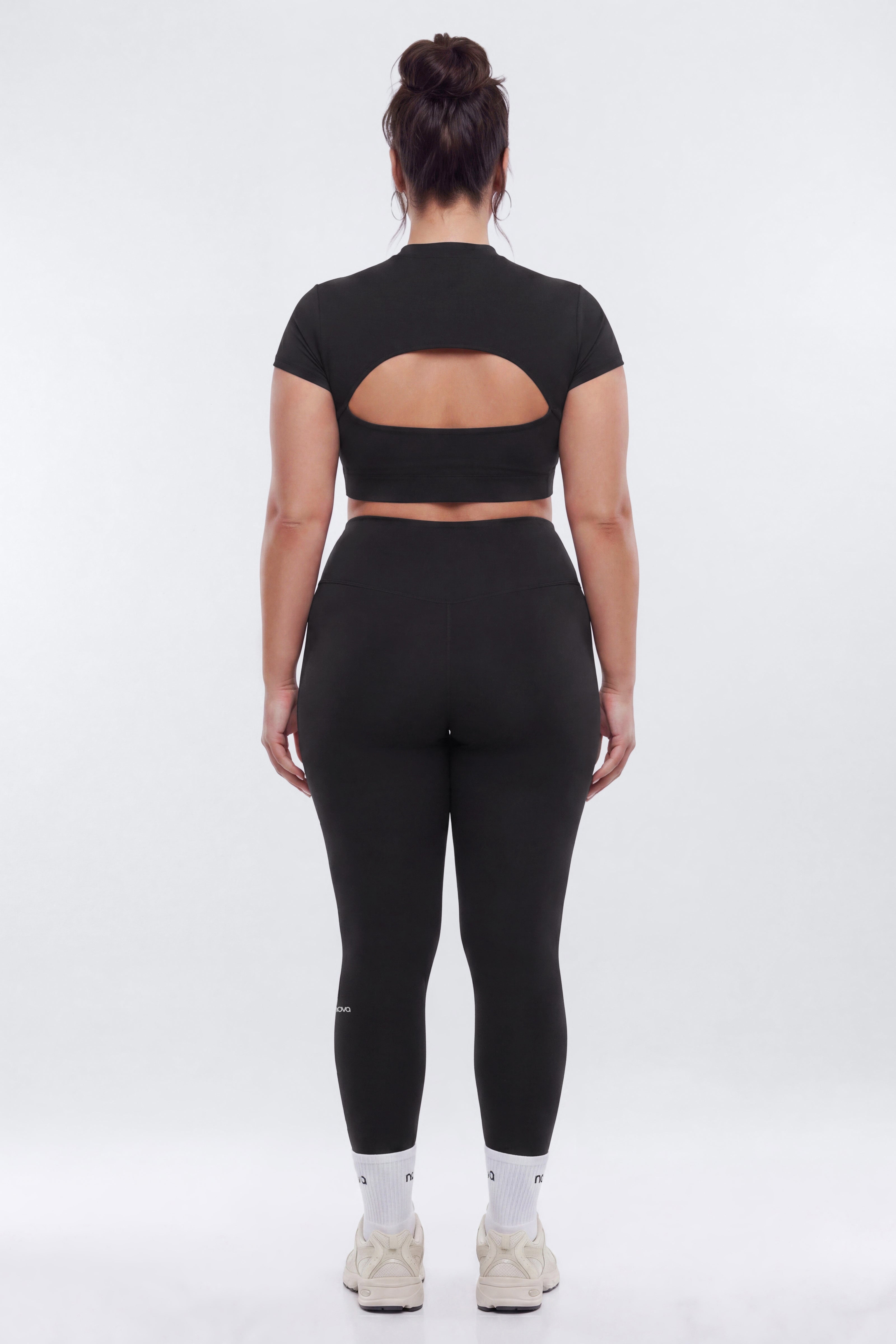 ProStretch™ Cut Out Short Sleeve Sports Top - Black