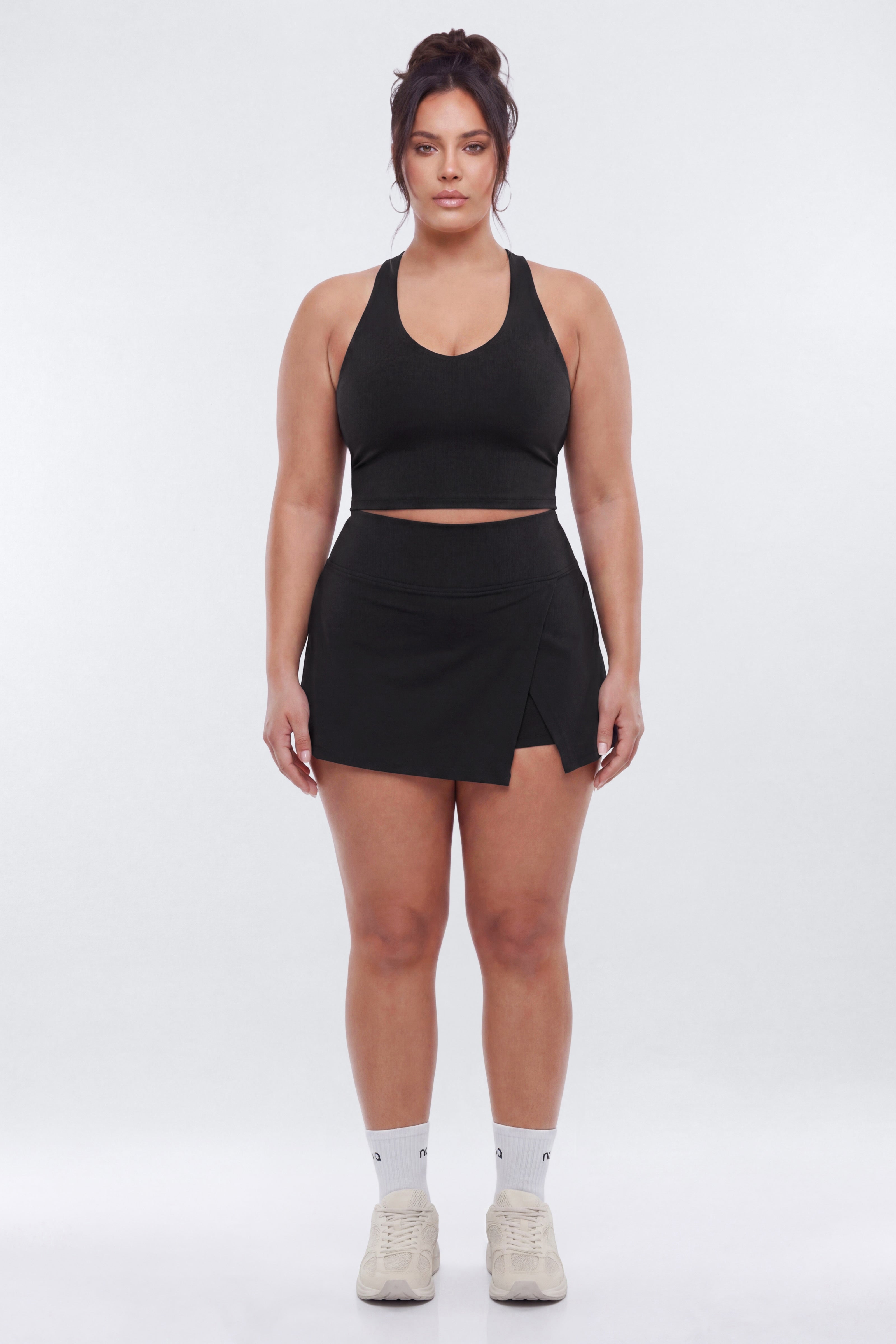 CloudForm™ Front Wrap Sports Mini Skort - Black