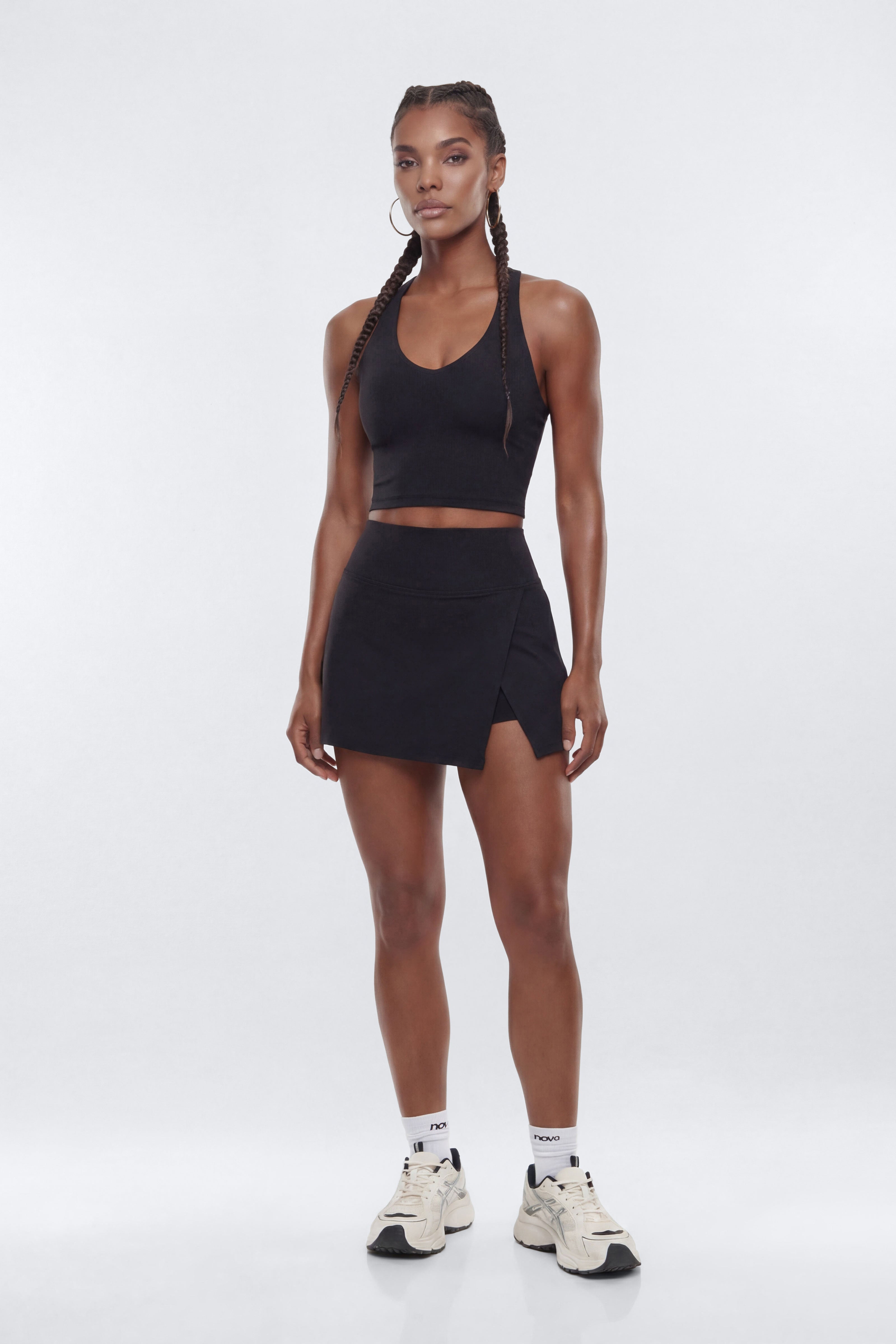 CloudForm™ Front Wrap Sports Mini Skort - Black