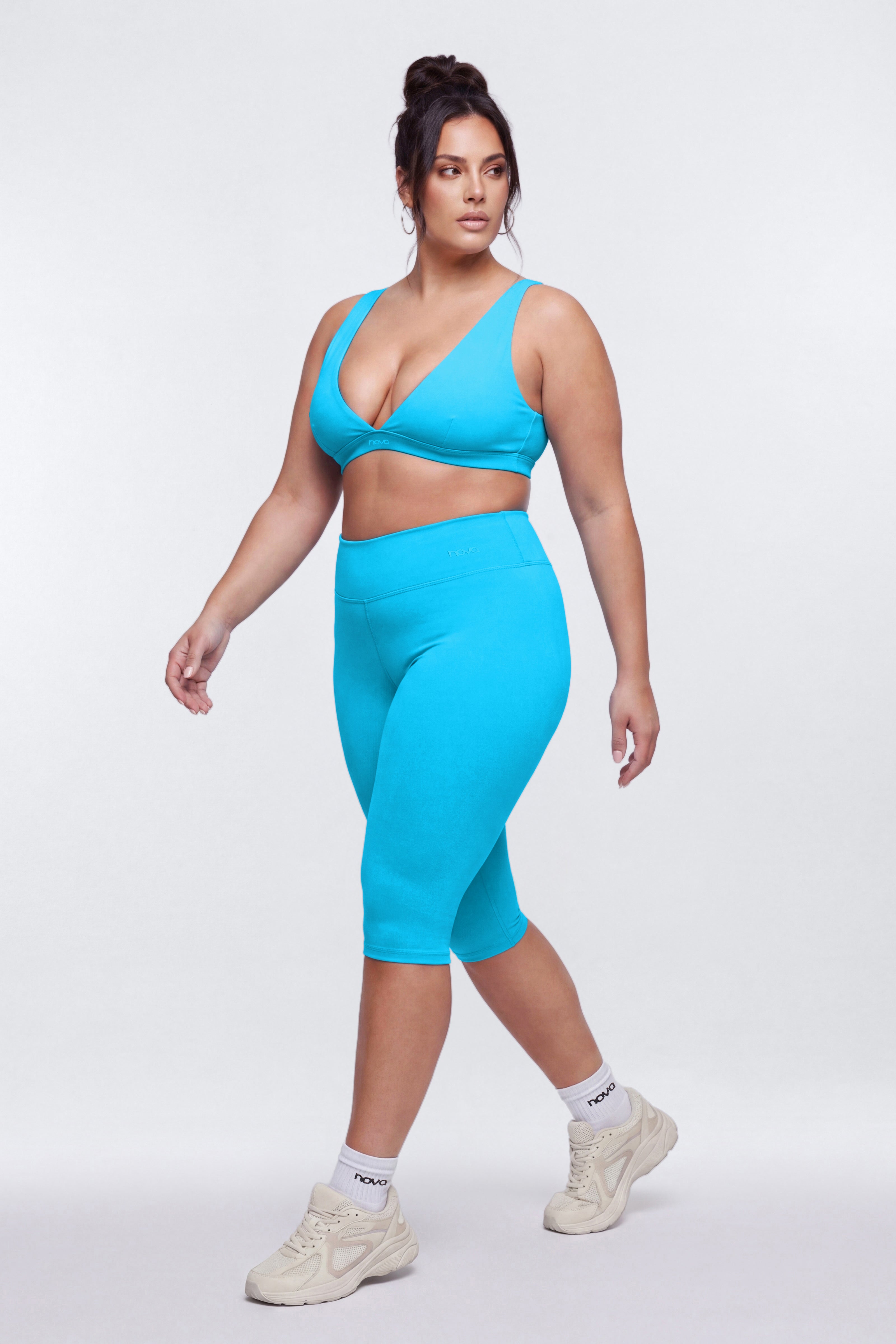 ButterSoft Low V Neck Sports Bra - Blue