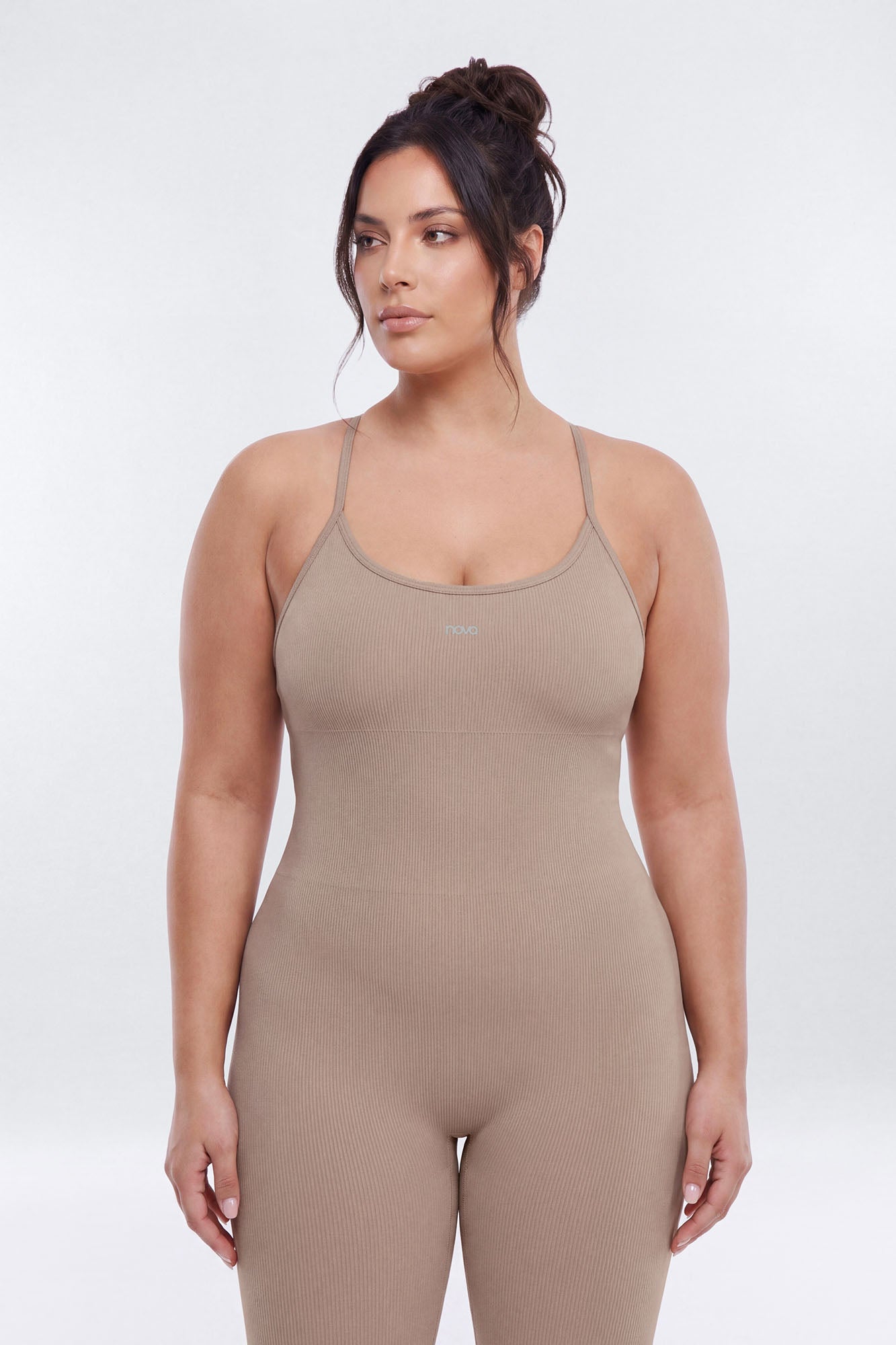 SeamlessLift™ 32″ Flare Jumpsuit - Taupe