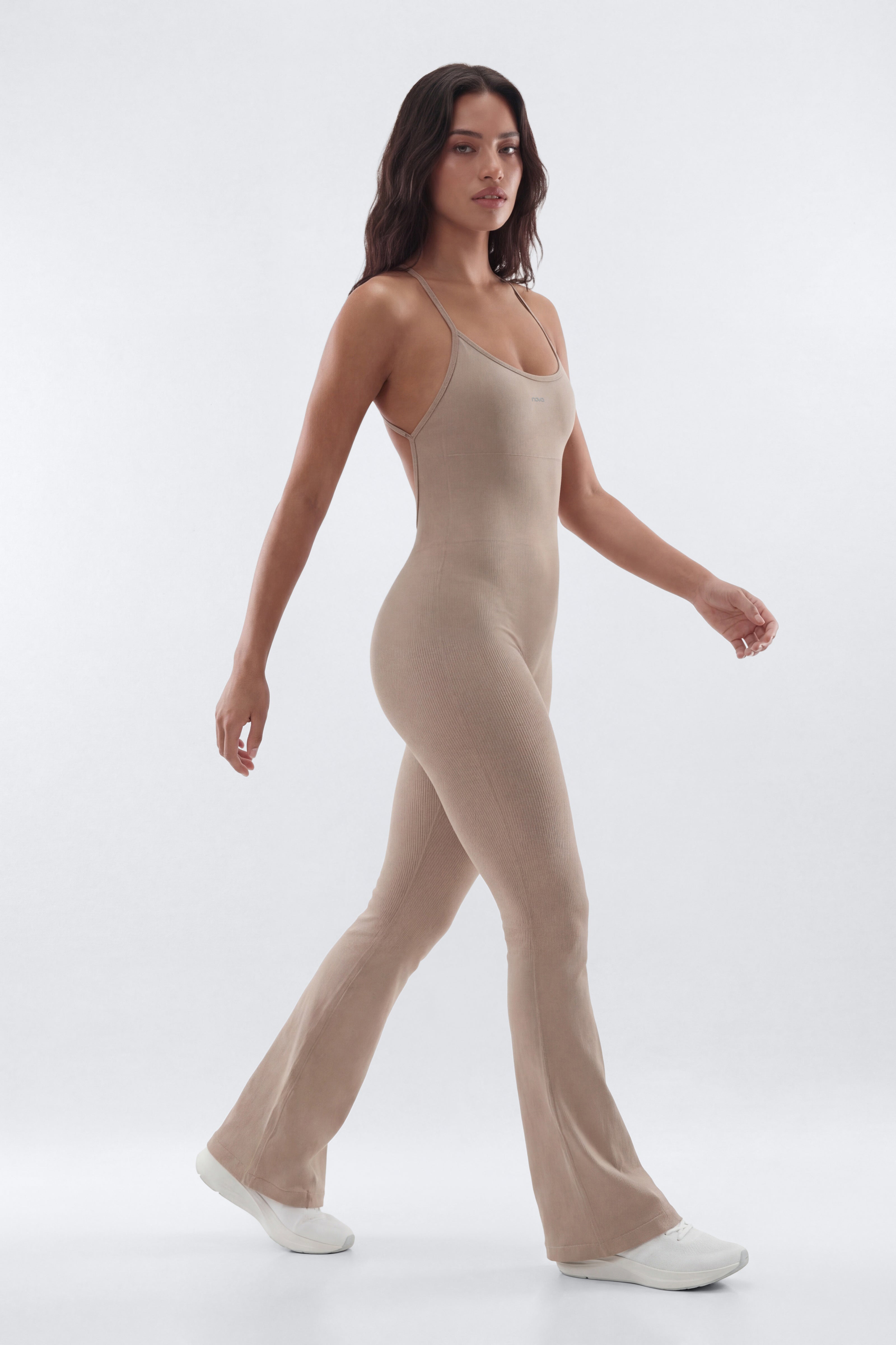 SeamlessLift™ 32″ Flare Jumpsuit - Taupe