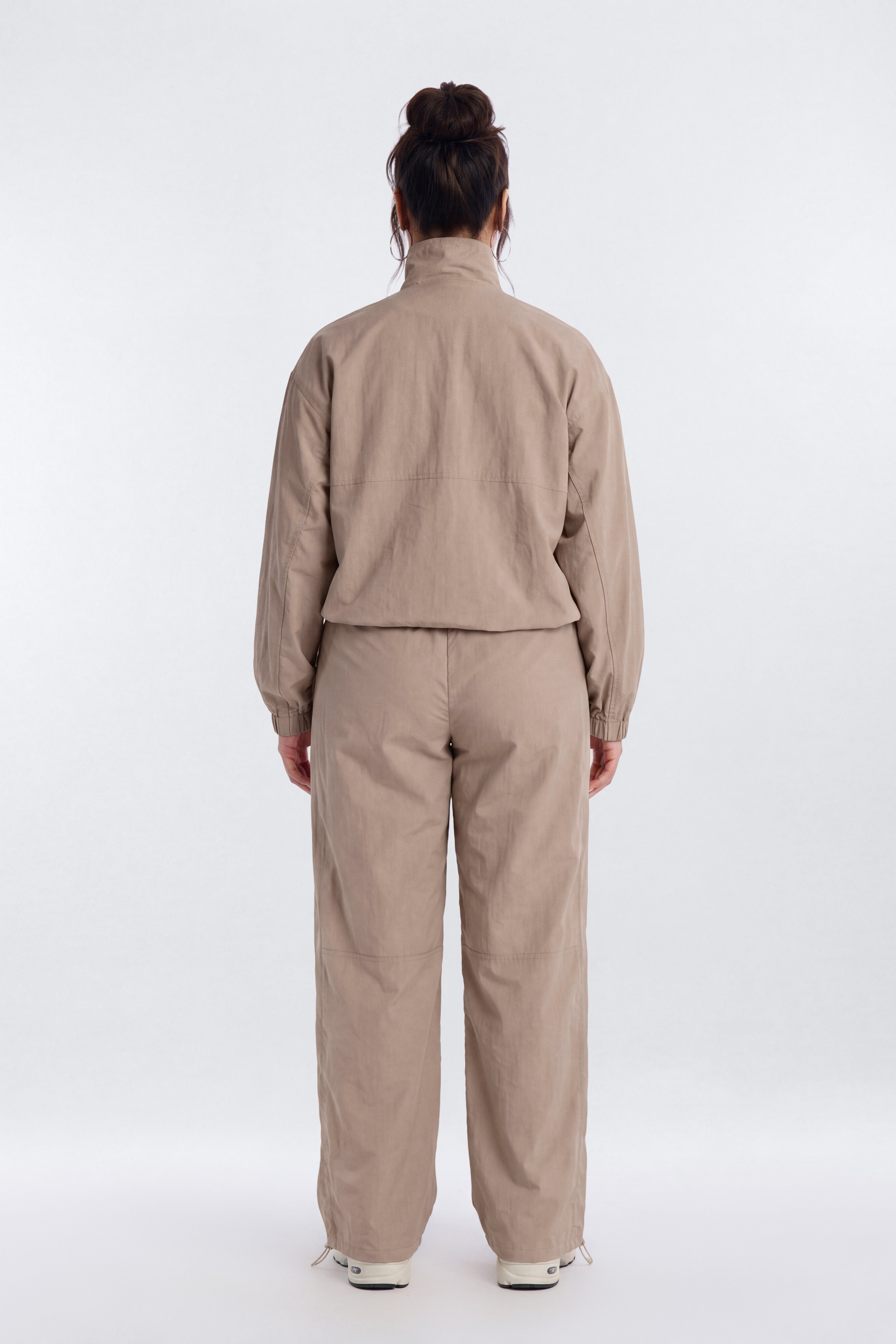 CoreNylon 32″ Wide Leg Track Pant - Taupe