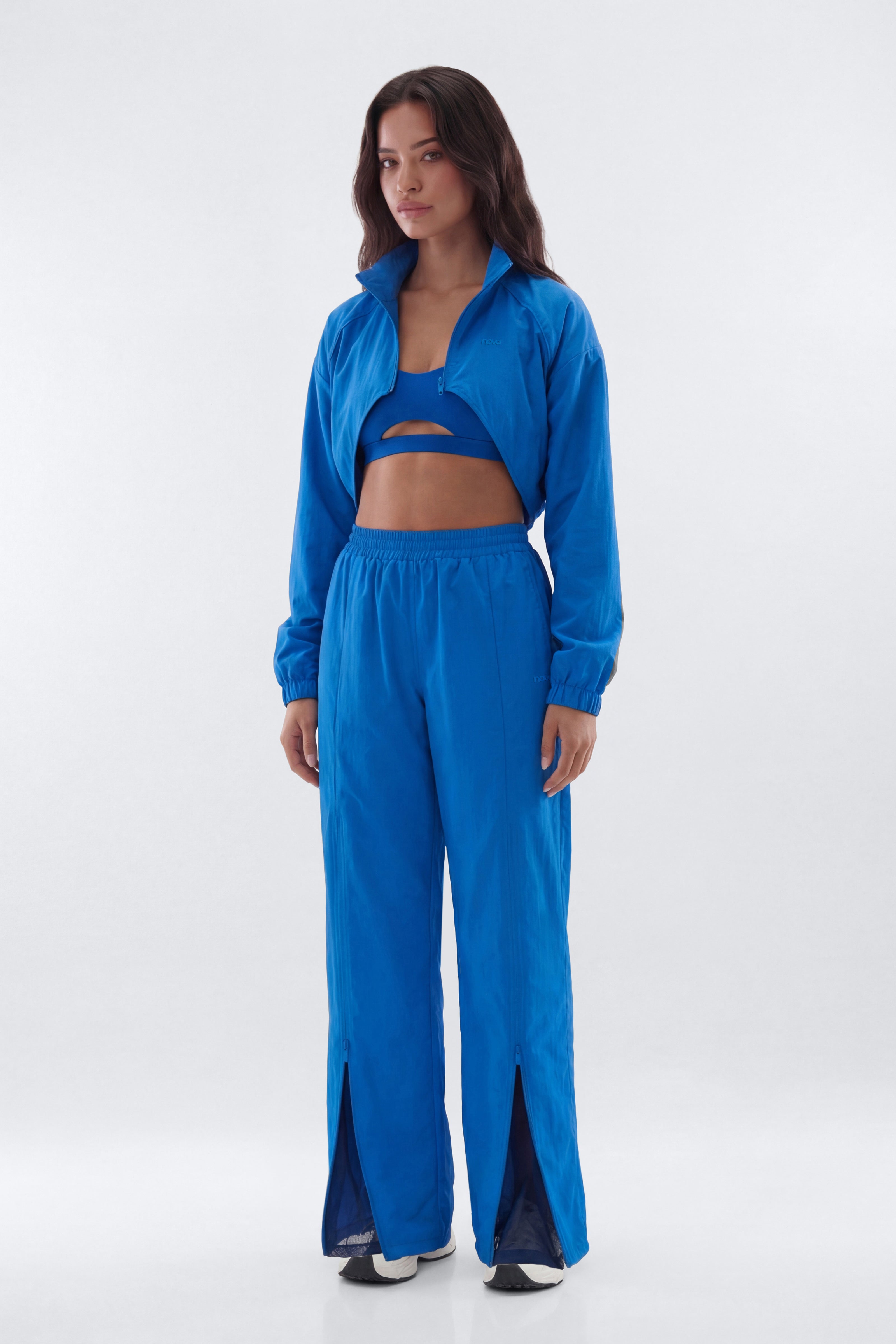 CoreNylon Cropped Windbreaker Sports Jacket - Blue