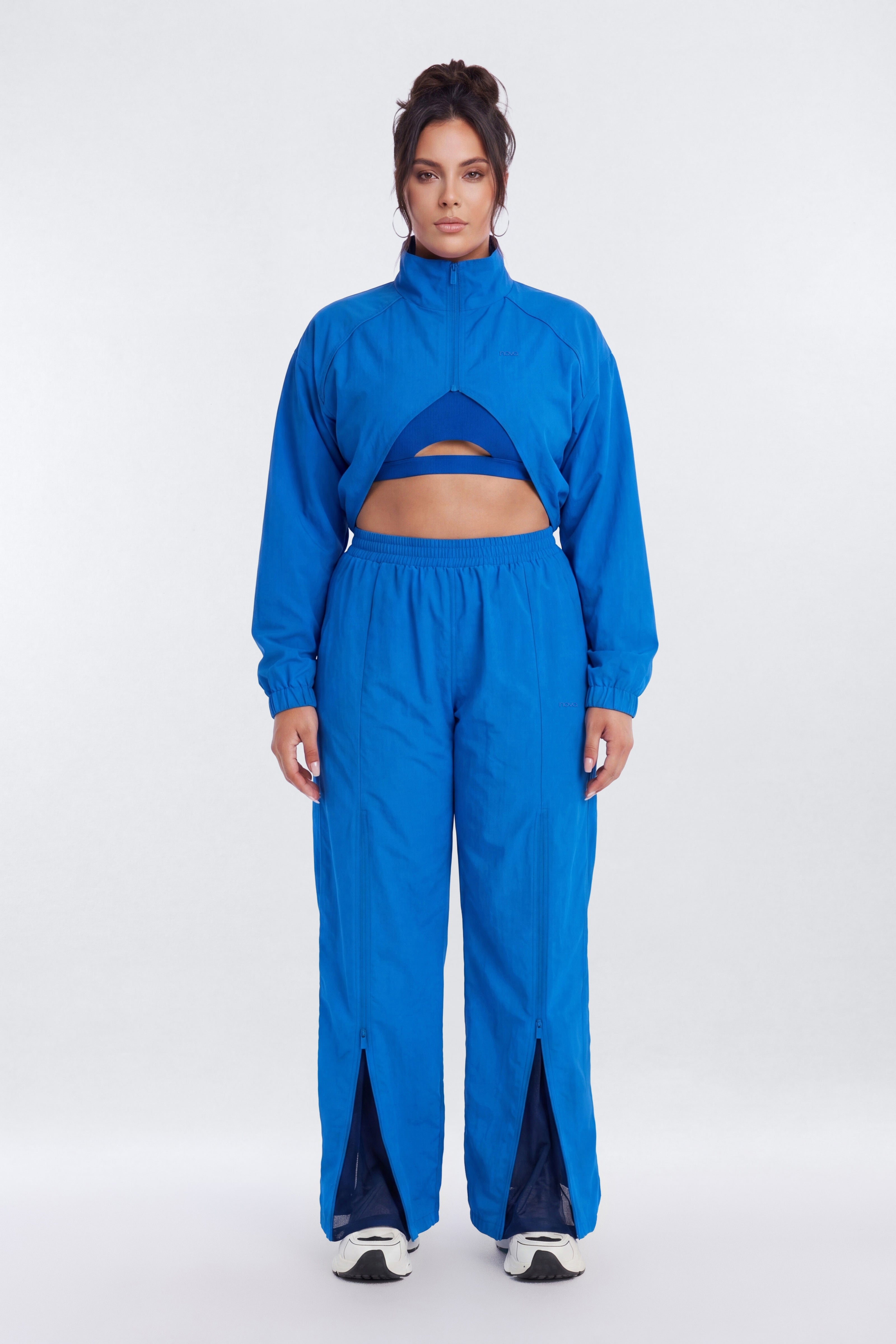 CoreNylon Cropped Windbreaker Sports Jacket - Blue