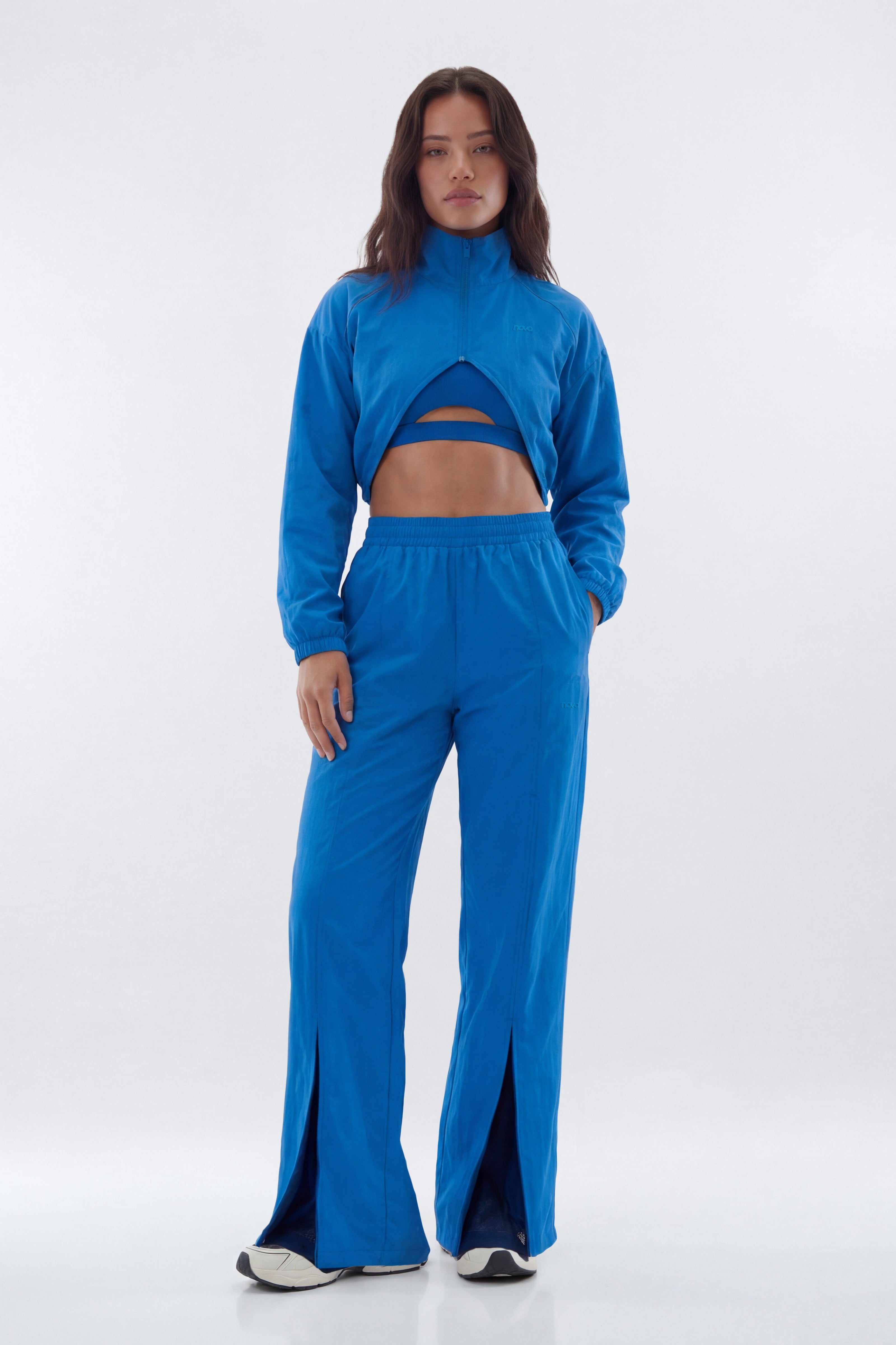 CoreNylon 31″ Zipper Windbreaker Track Pant - Blue