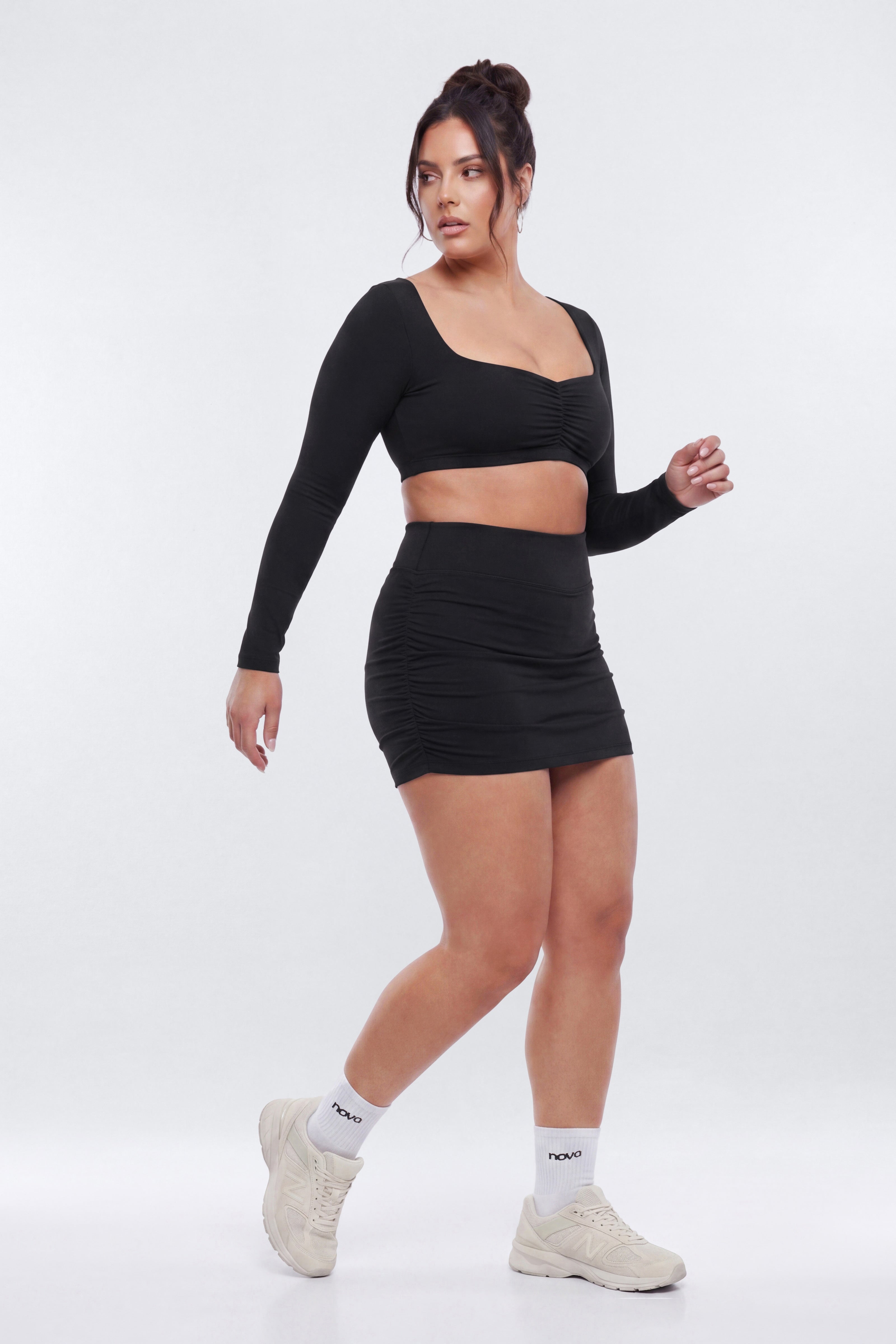 ButterSoft Side Ruched Skort - Black