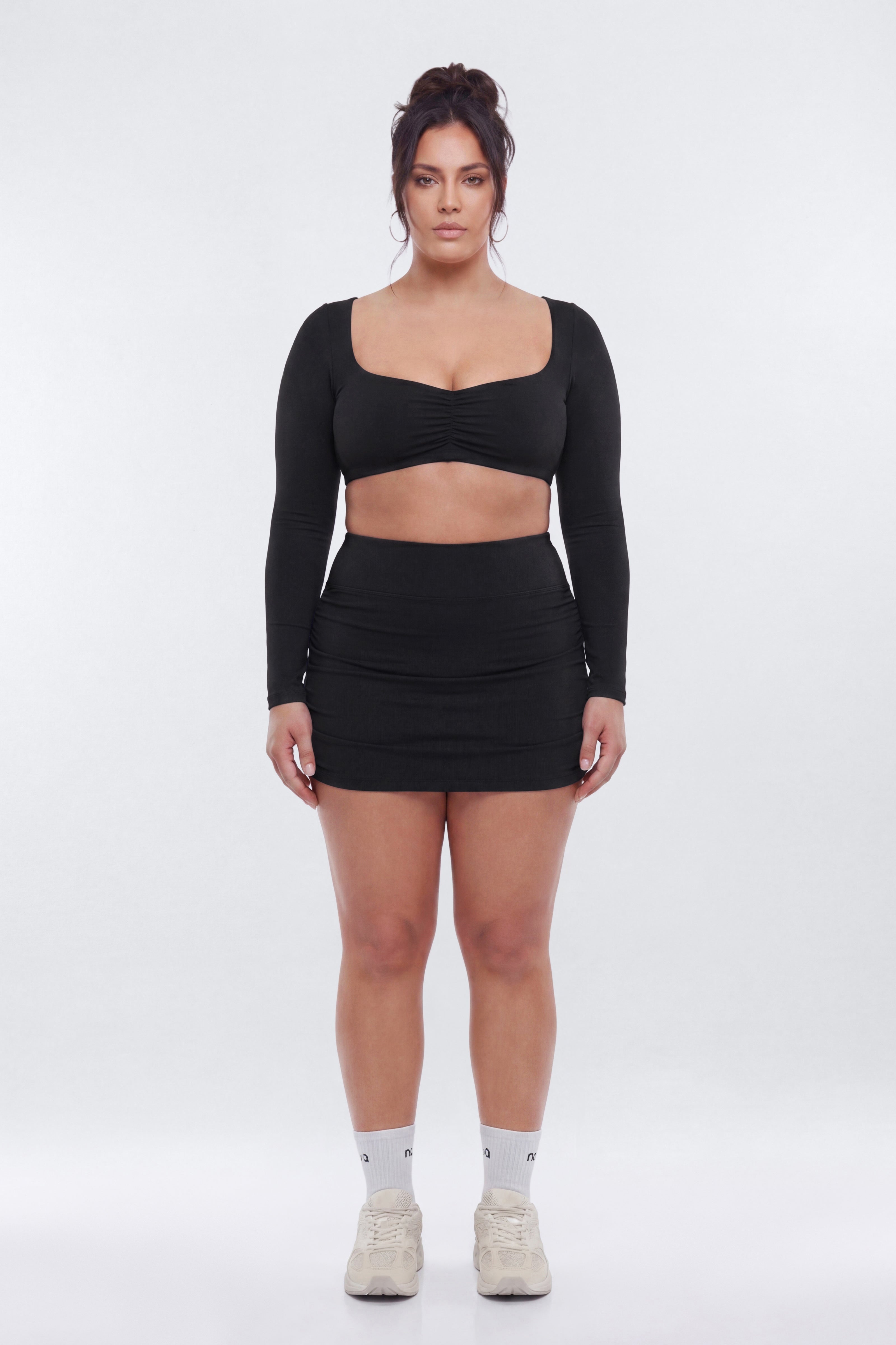 ButterSoft Side Ruched Skort - Black