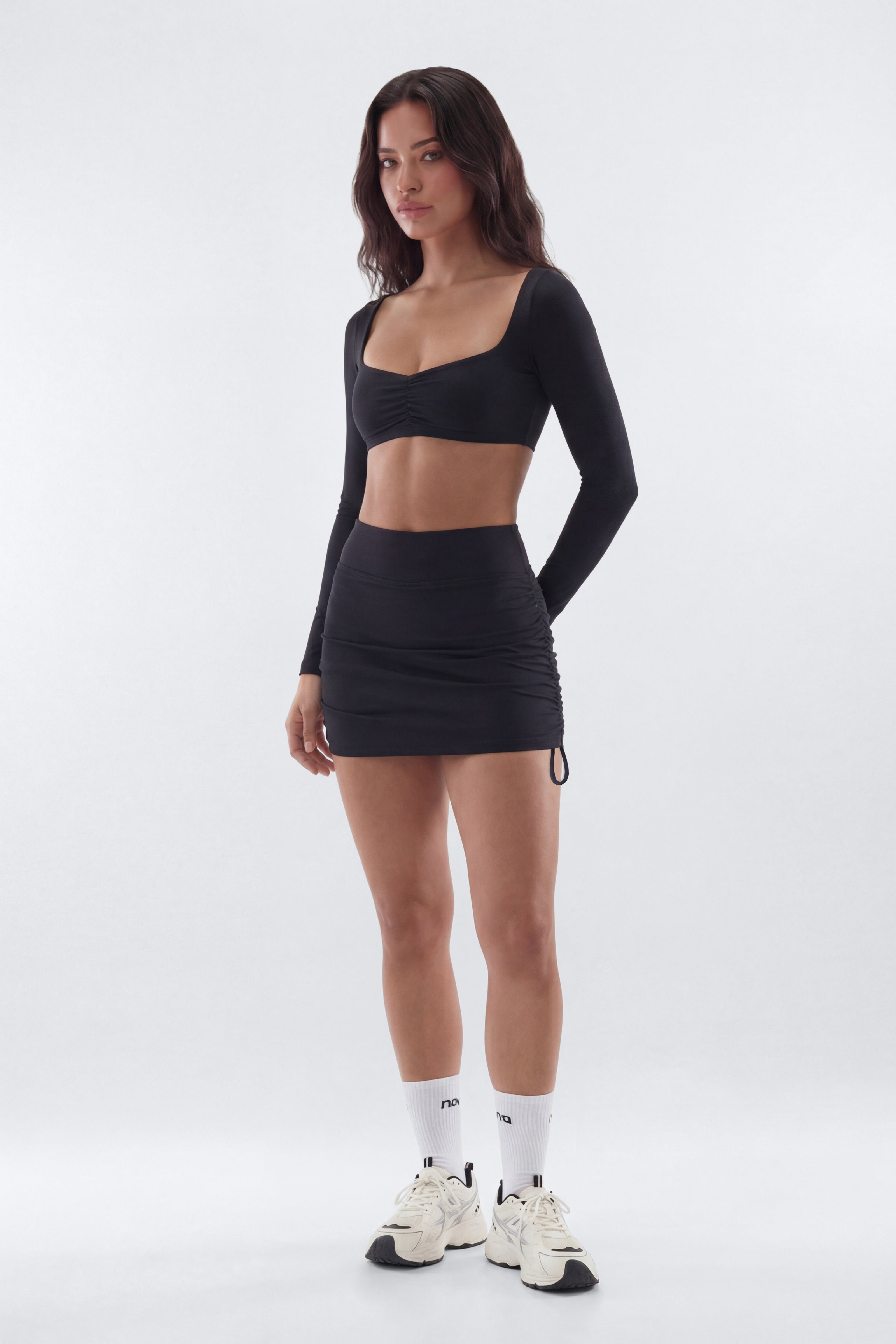 ButterSoft Side Ruched Skort - Black