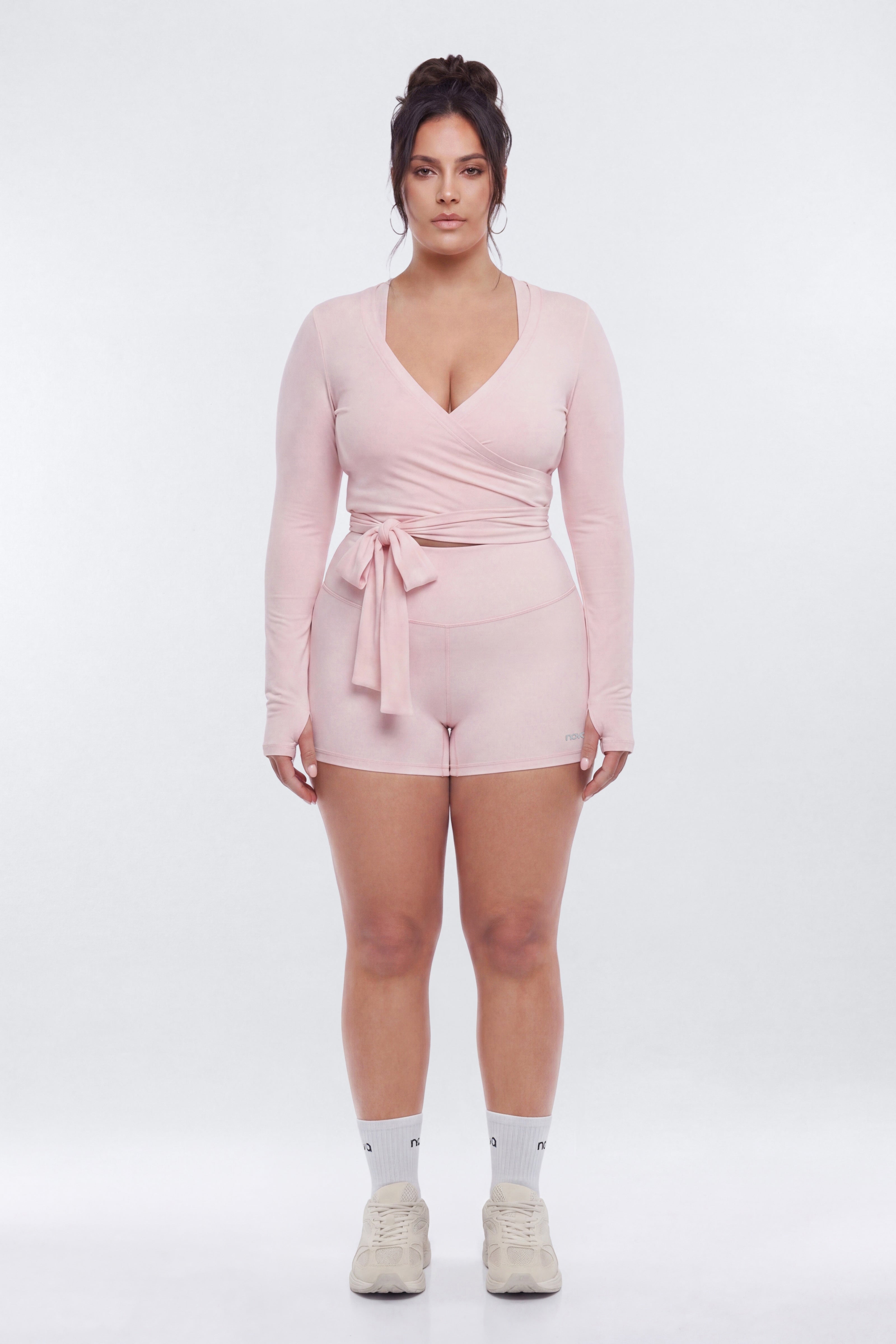 Soft Jersey Surplice Wrap Top - Pink