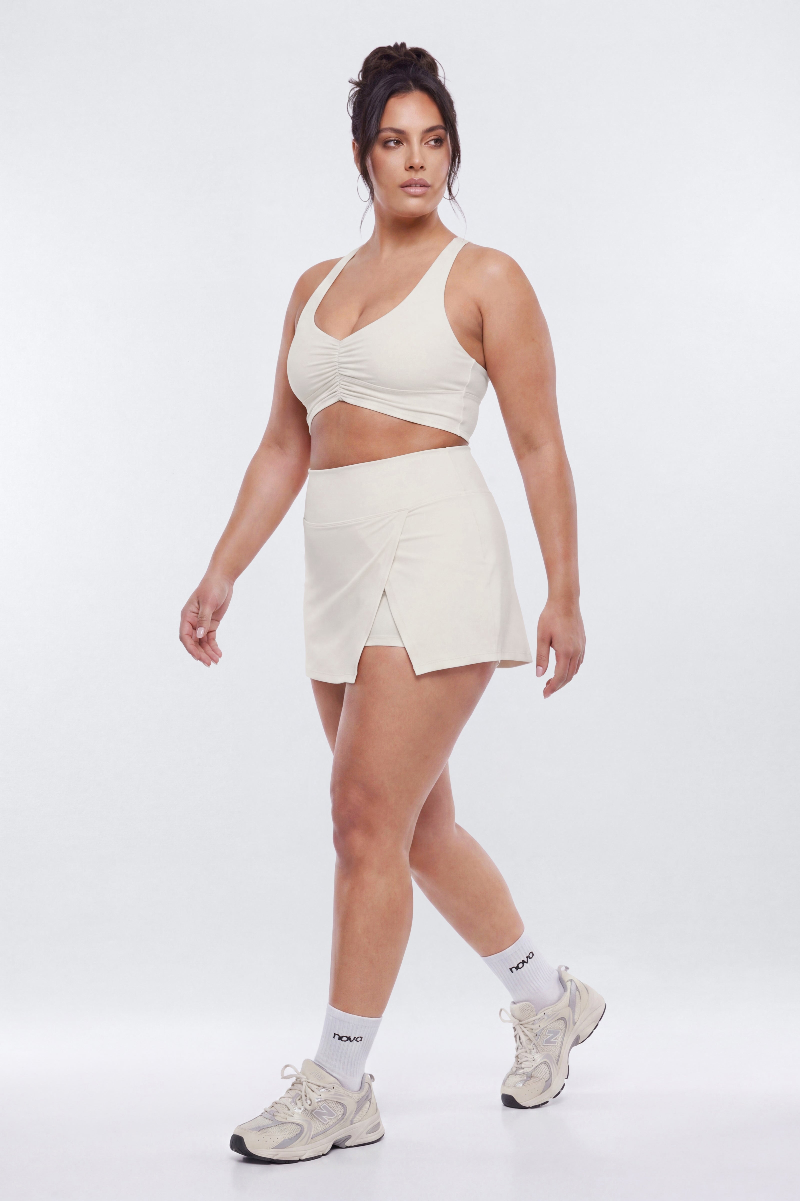 CloudForm™ Front Wrap Sports Mini Skort - Beige