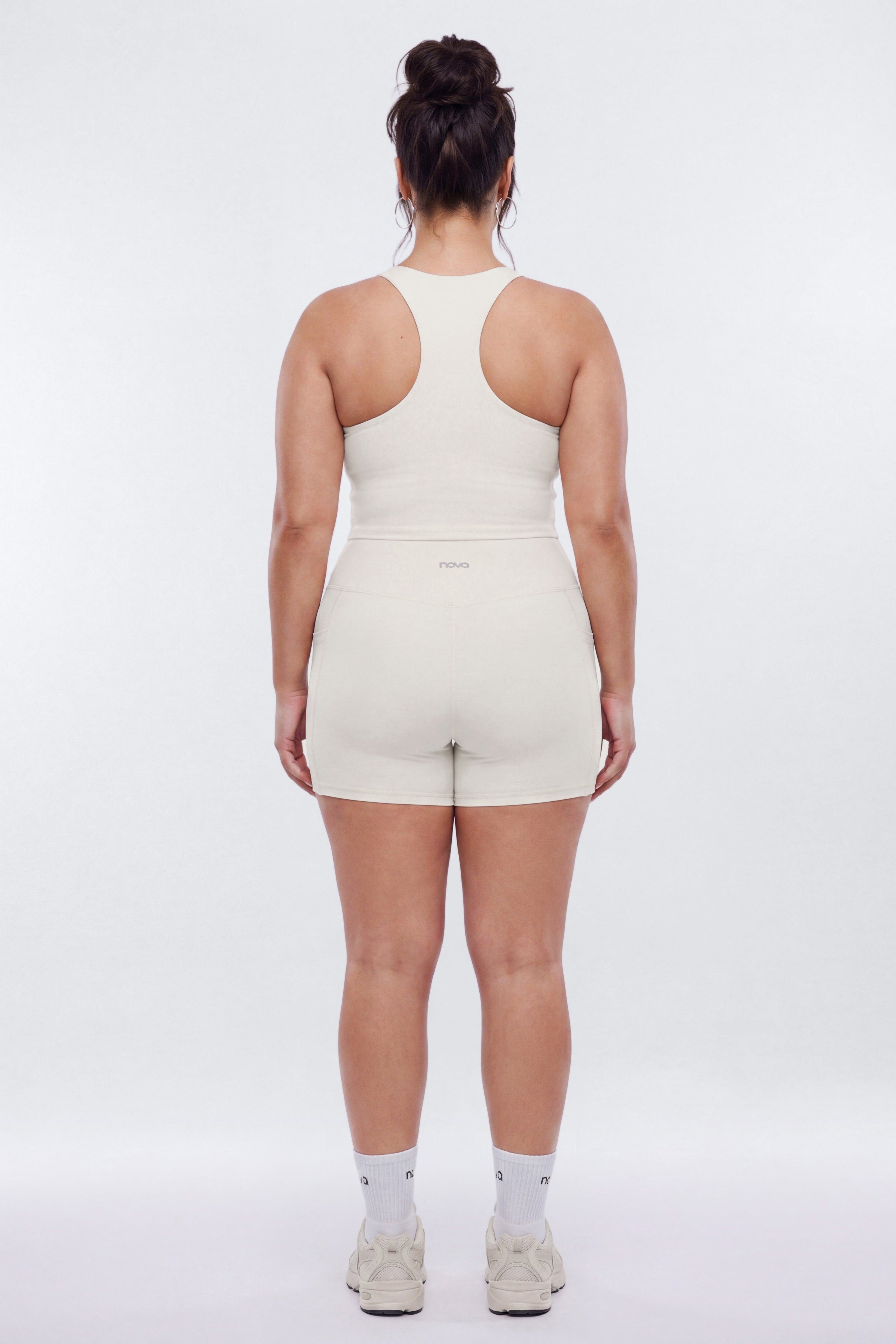 CloudForm™ High Waist 5″ Side Pocket Biker Short - Beige