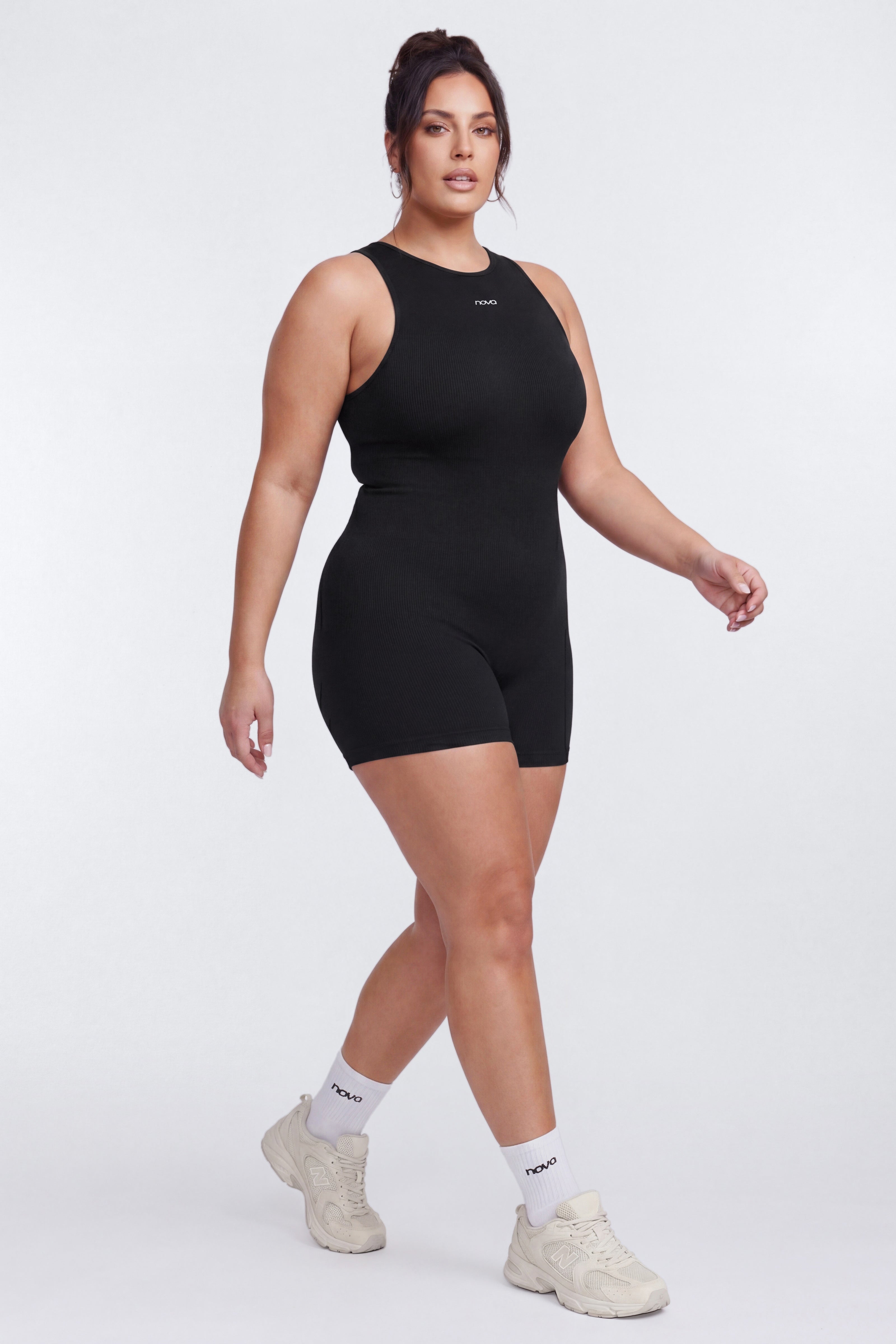 SeamlessLift™ 3″ High Neck Romper - Black