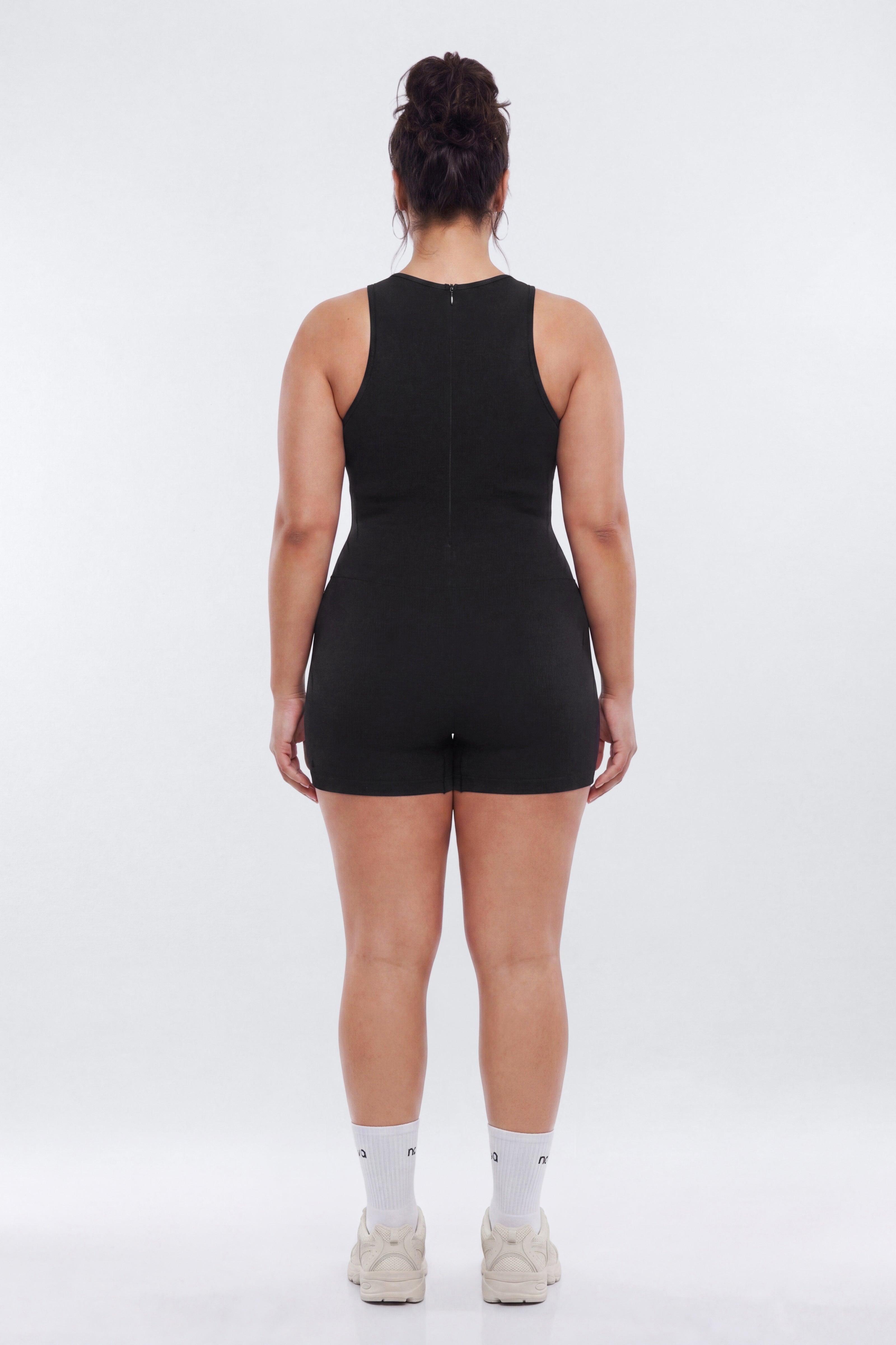 SeamlessLift™ 3″ High Neck Romper - Black