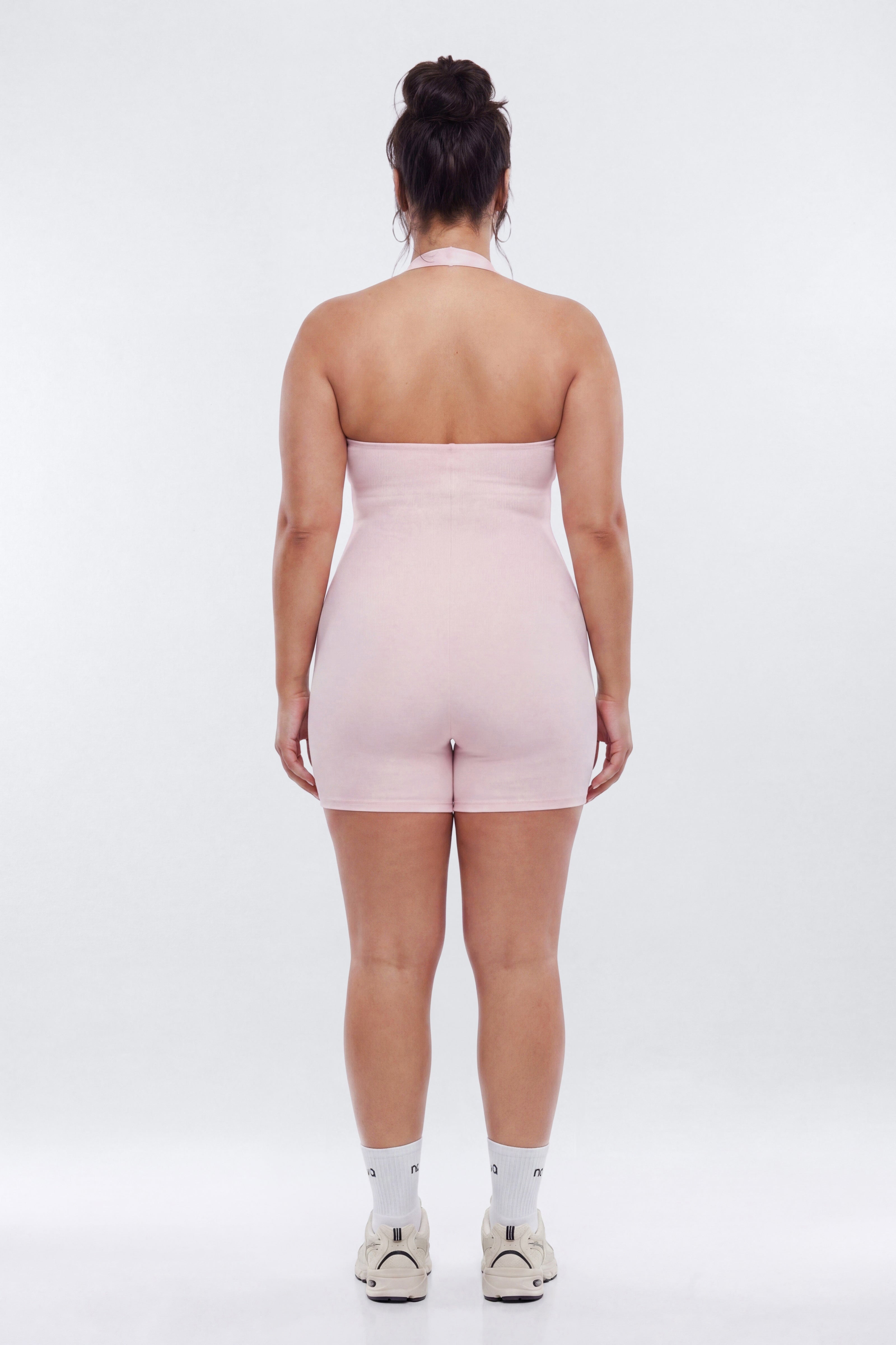 CloudForm™ 3″ Halter Romper - Pink