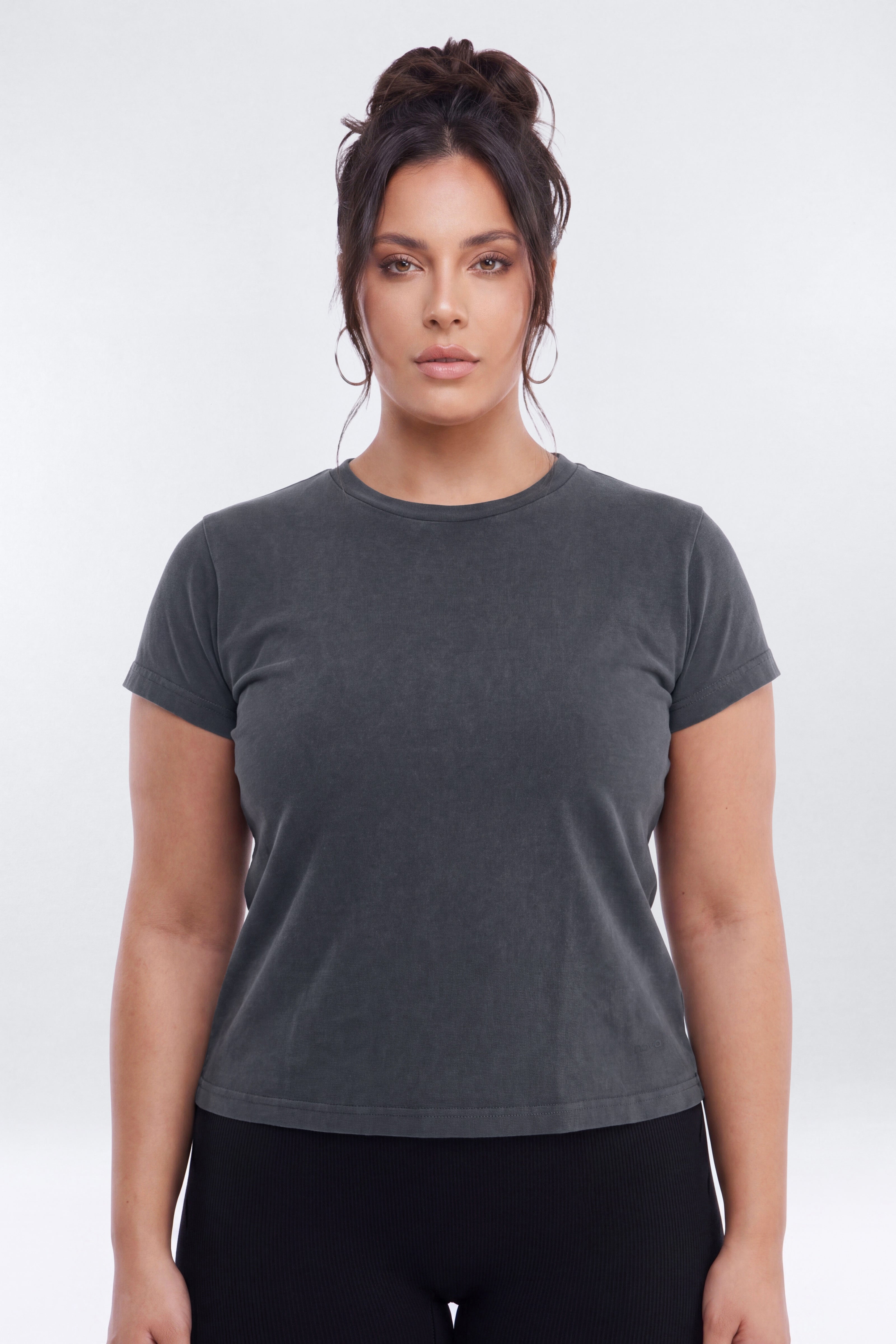 Cotton Jersey Short Sleeve T Shirt - Charcoal