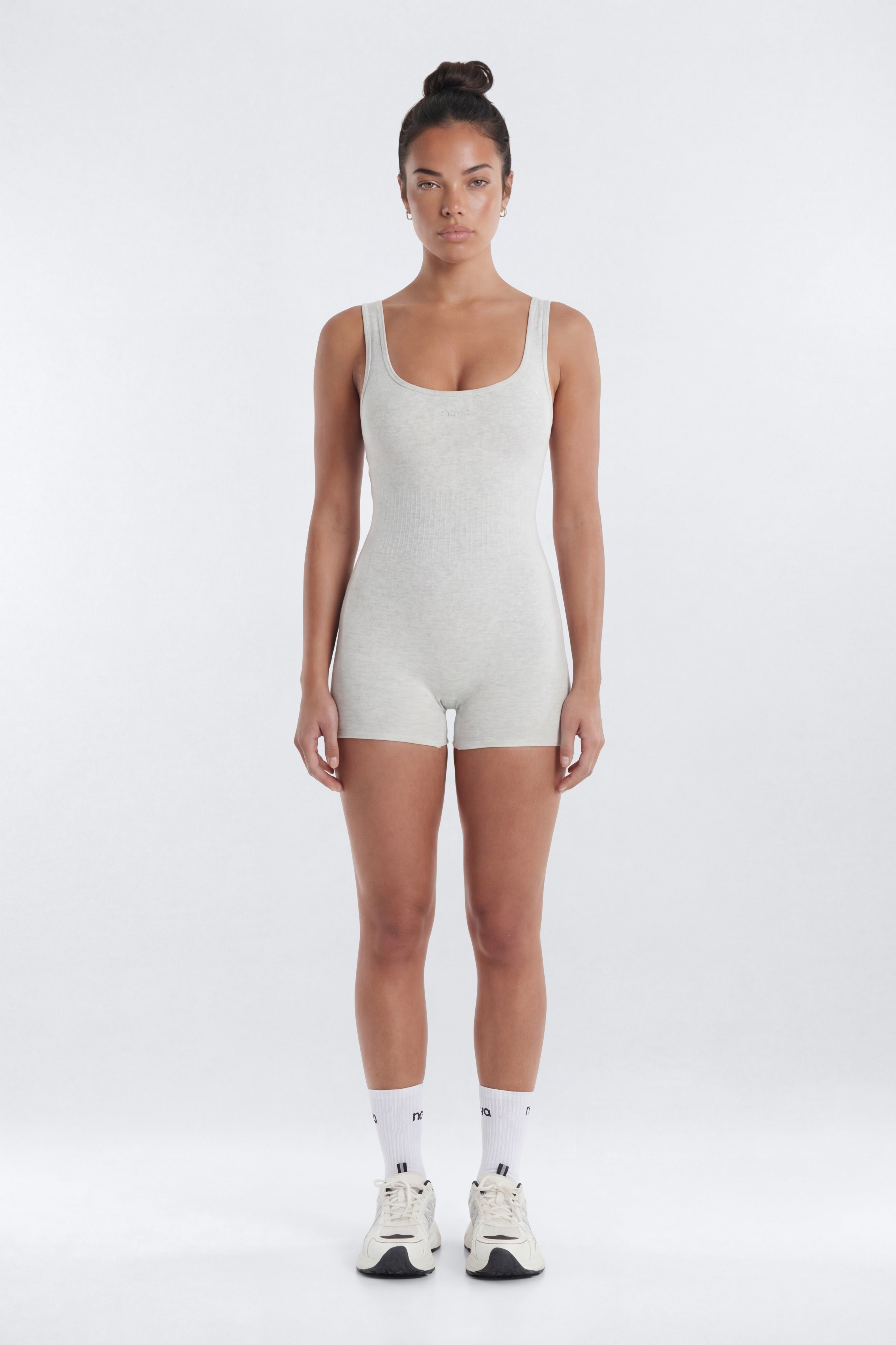 CottonFlex™ Low Back Sports Romper - Heather Grey