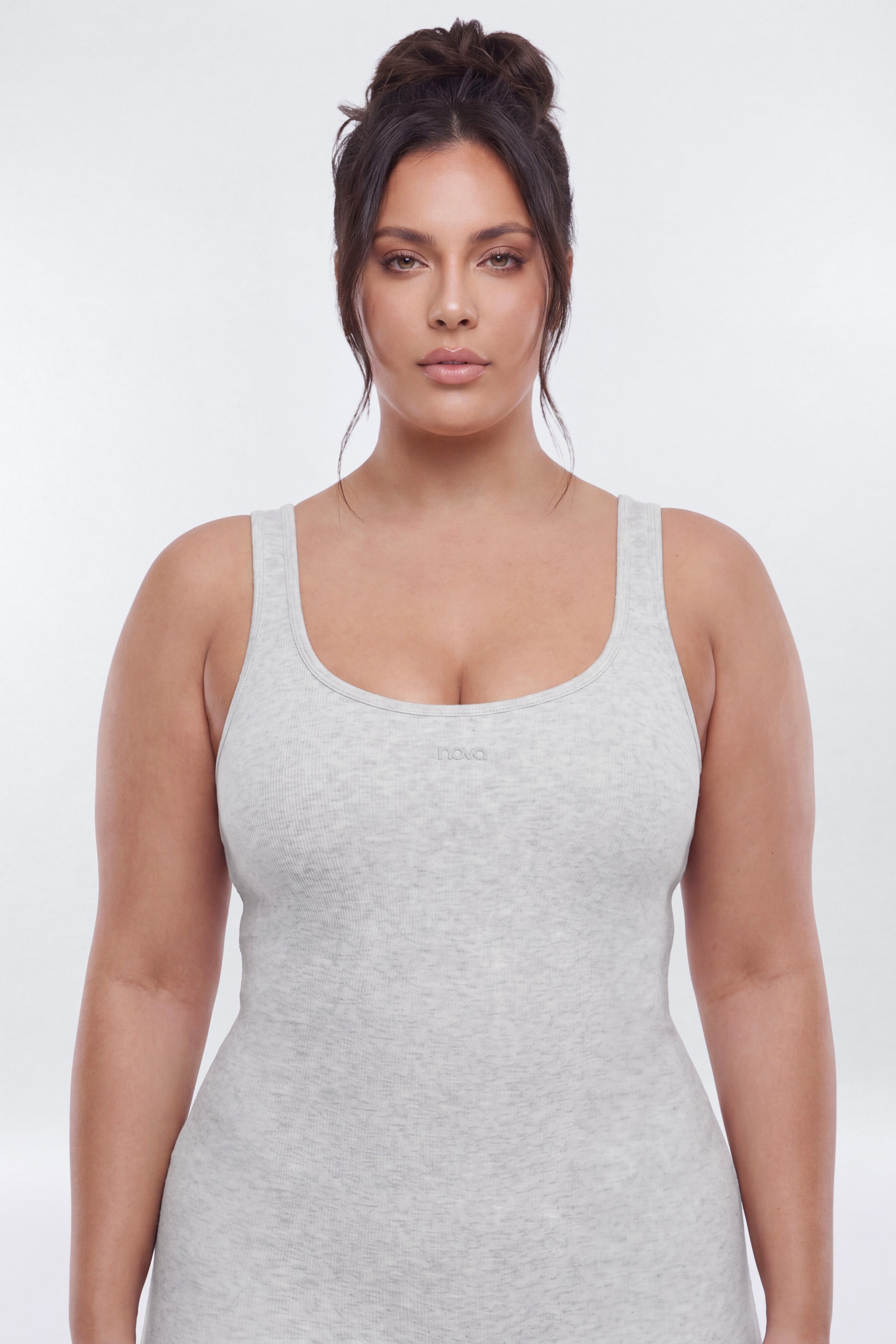 CottonFlex™ Low Back Sports Romper - Heather Grey