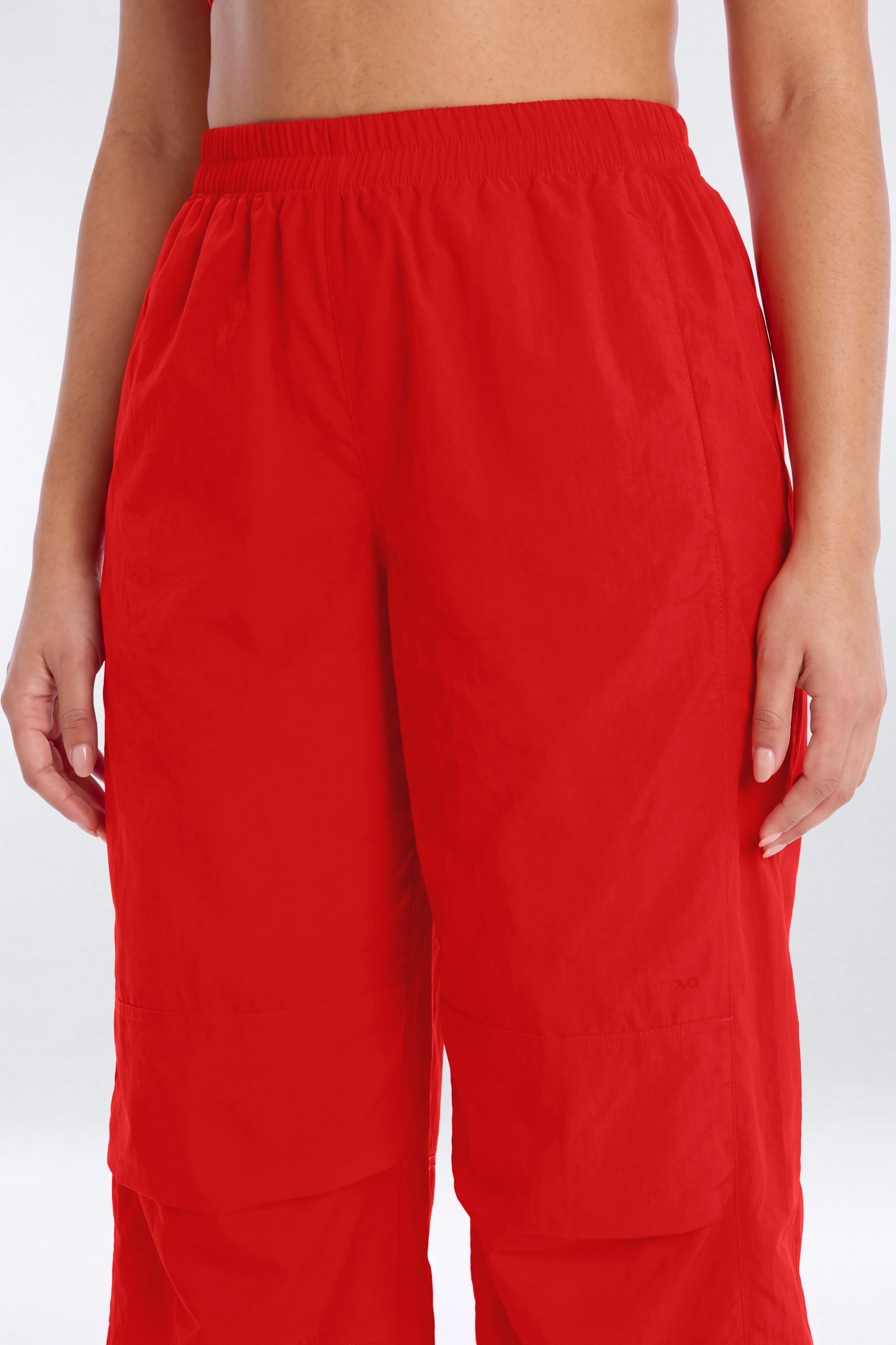 CoreNylon 32″ Wide Leg Track Pant - Red