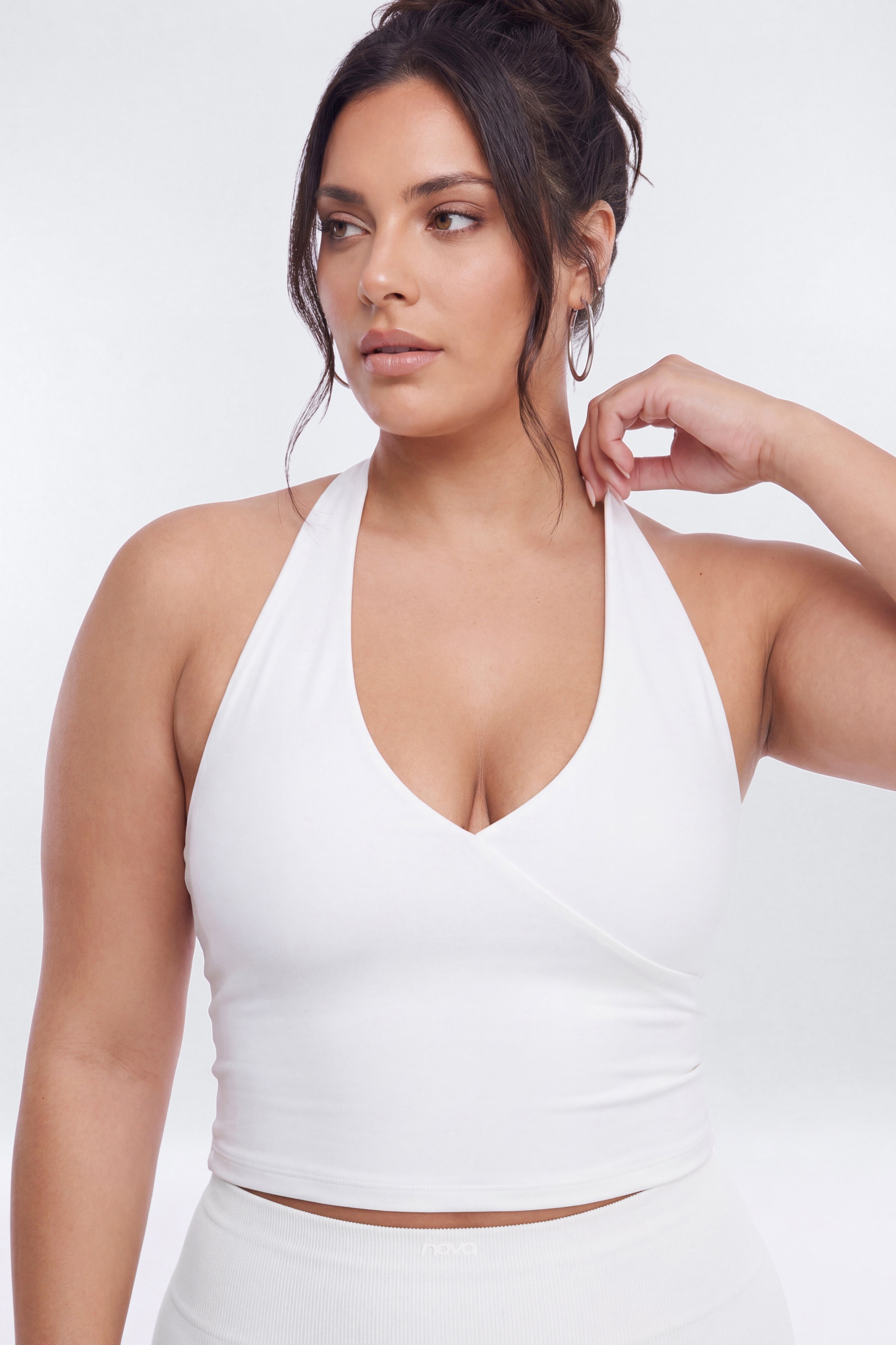 ButterSoft Halter Sports Top - White