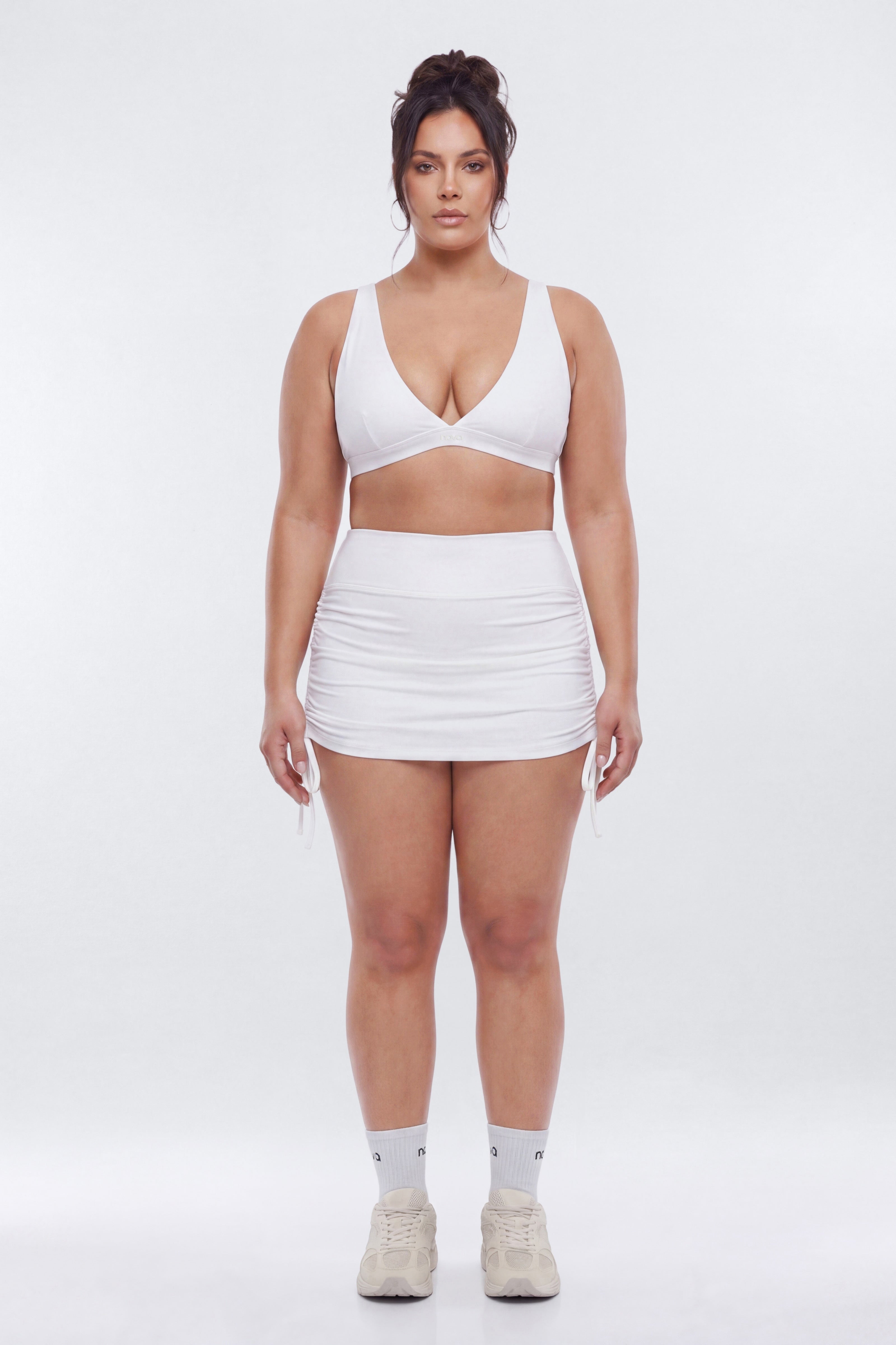 ButterSoft Low V Neck Sports Bra - White