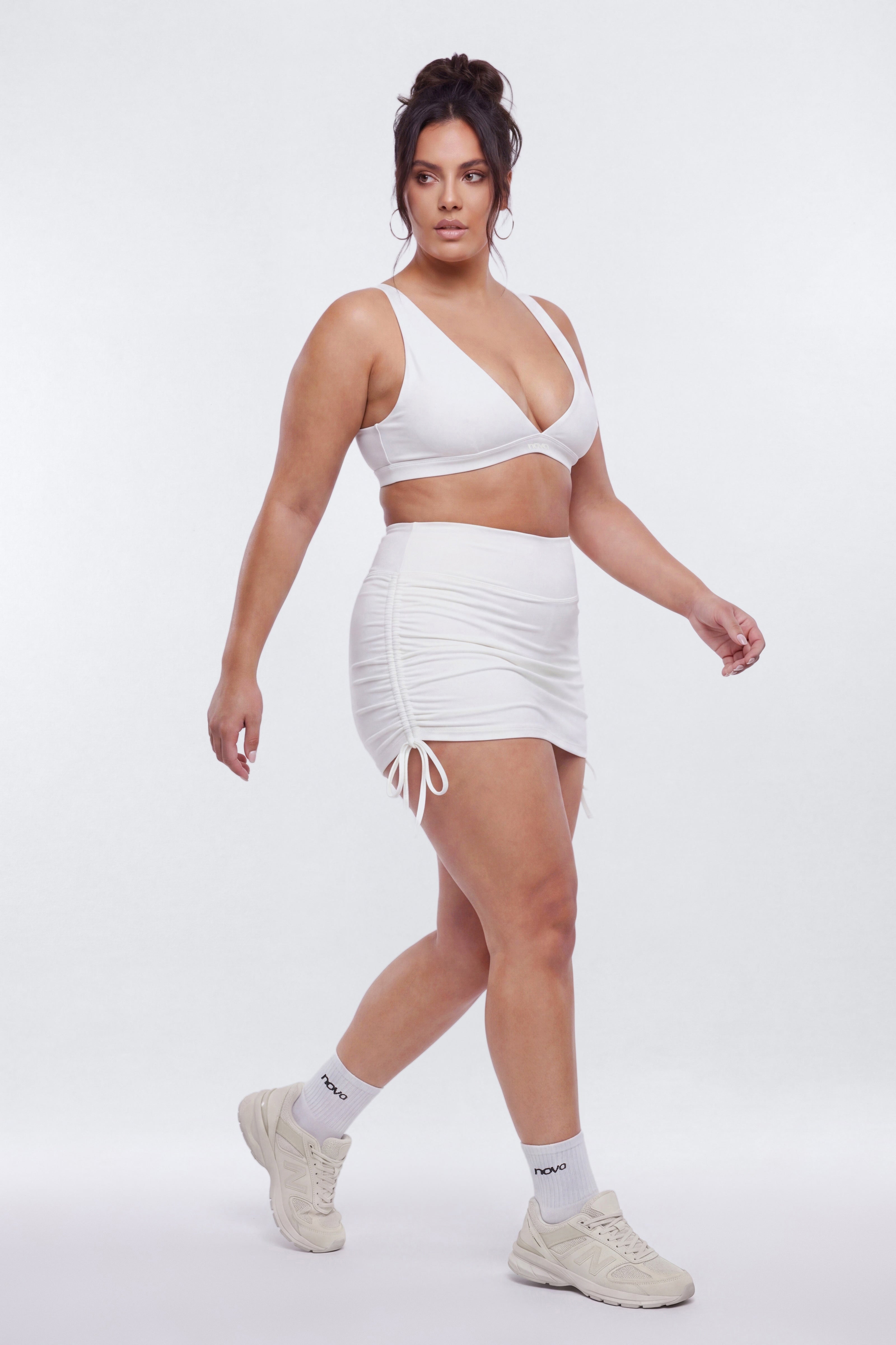 ButterSoft Low V Neck Sports Bra - White