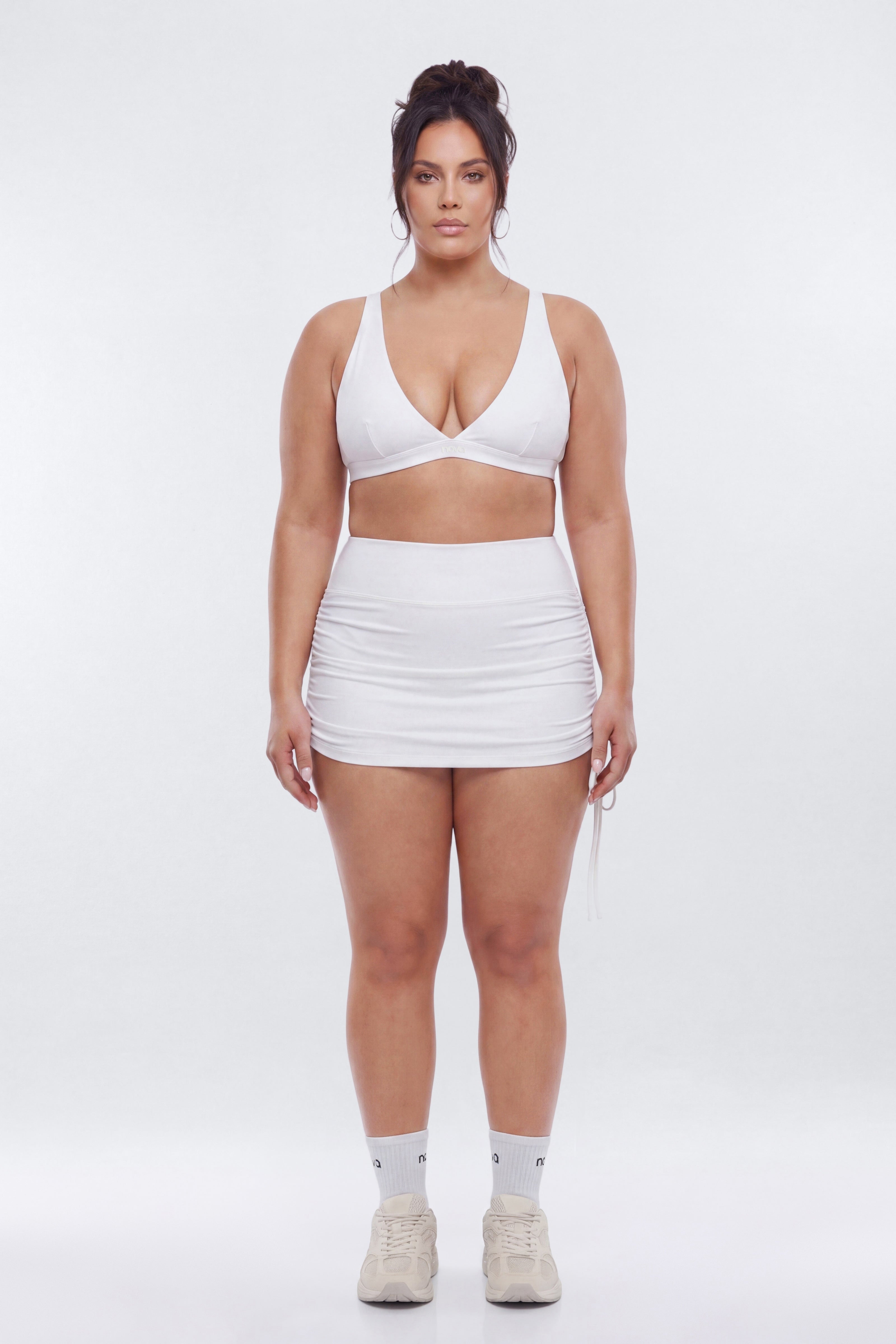 ButterSoft Side Ruched Skort - White