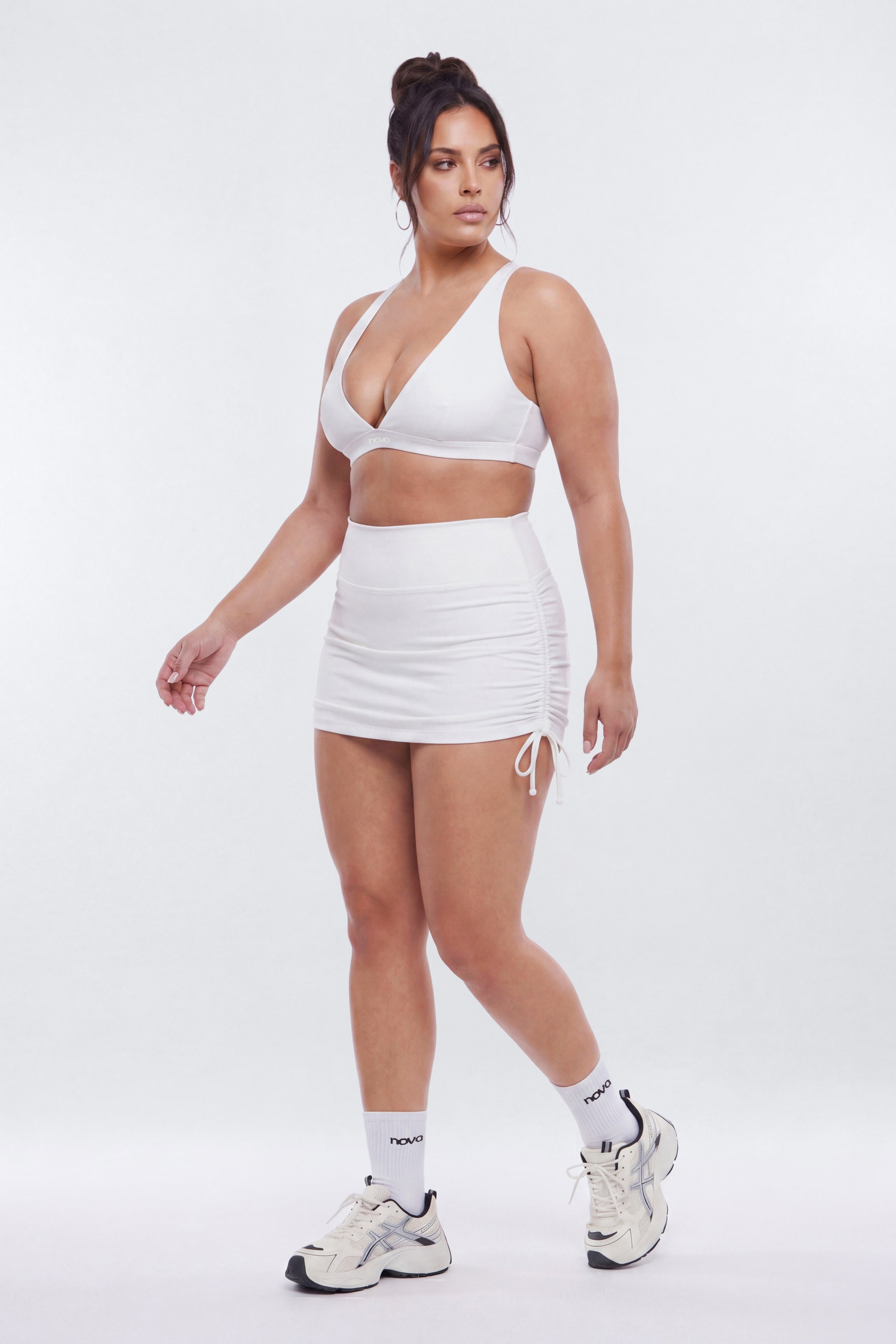ButterSoft Side Ruched Skort - White