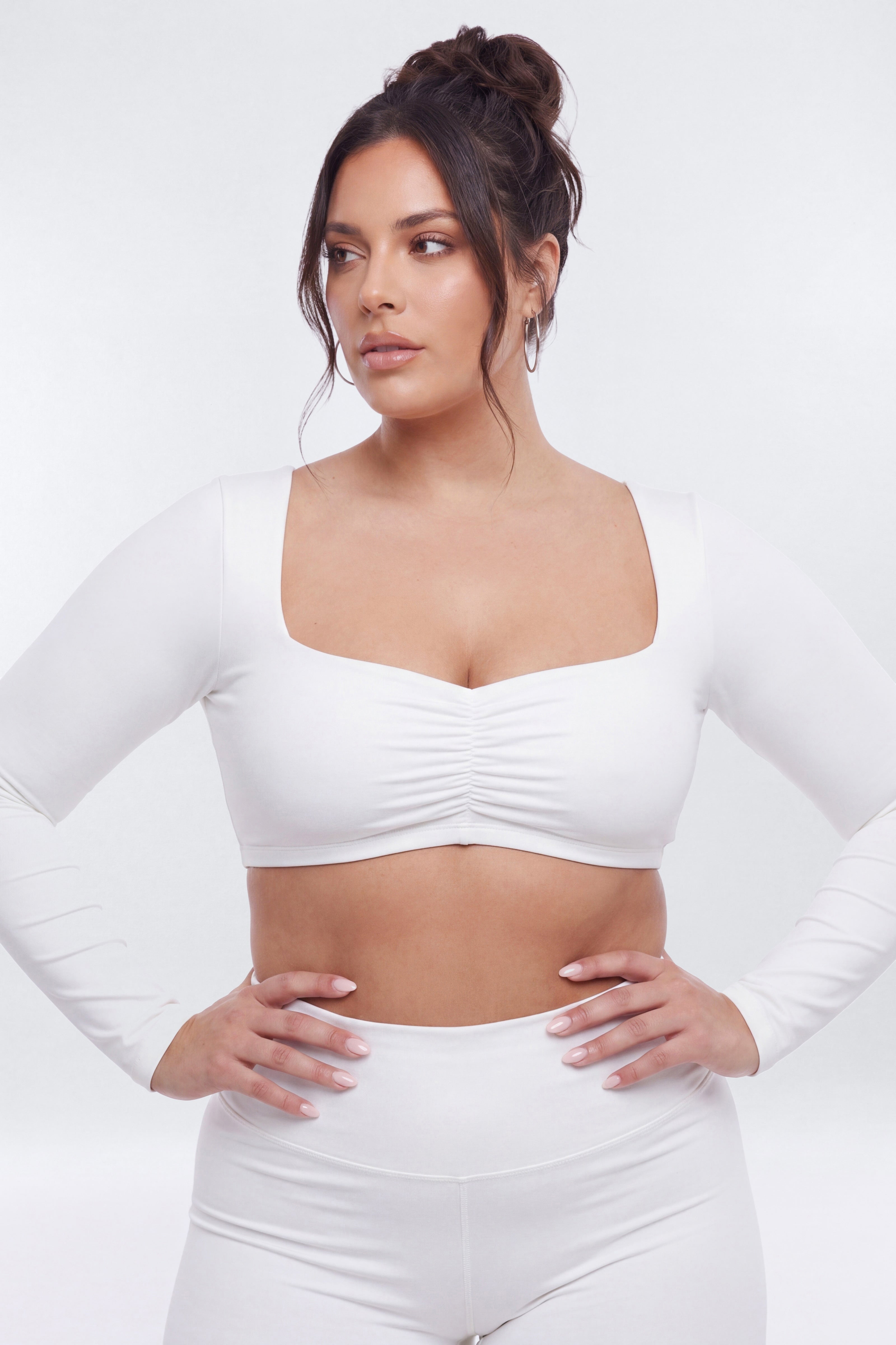 ButterSoft Long Sleeve Super Crop Sports Top - White