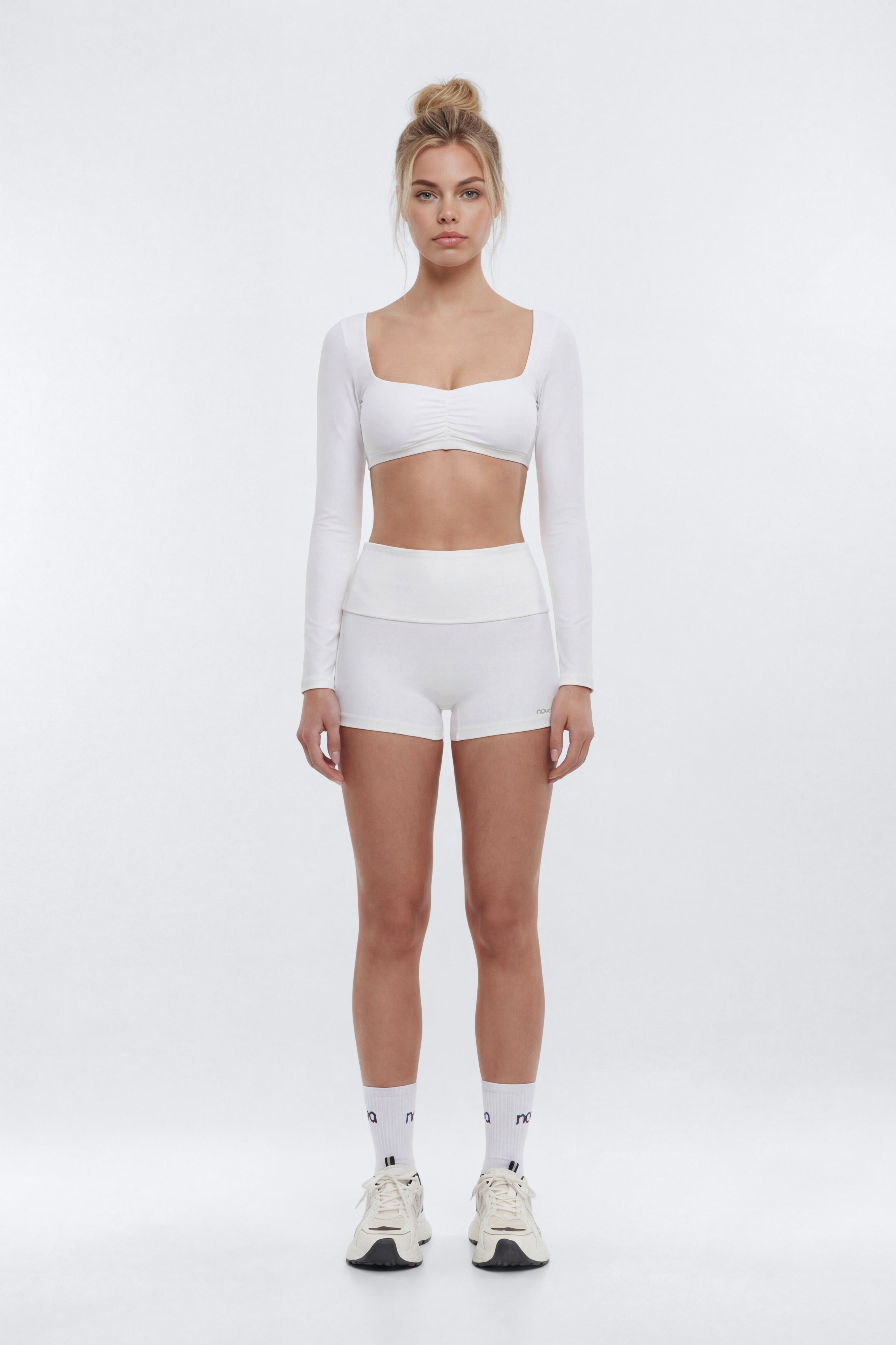 ButterSoft Long Sleeve Super Crop Sports Top - White