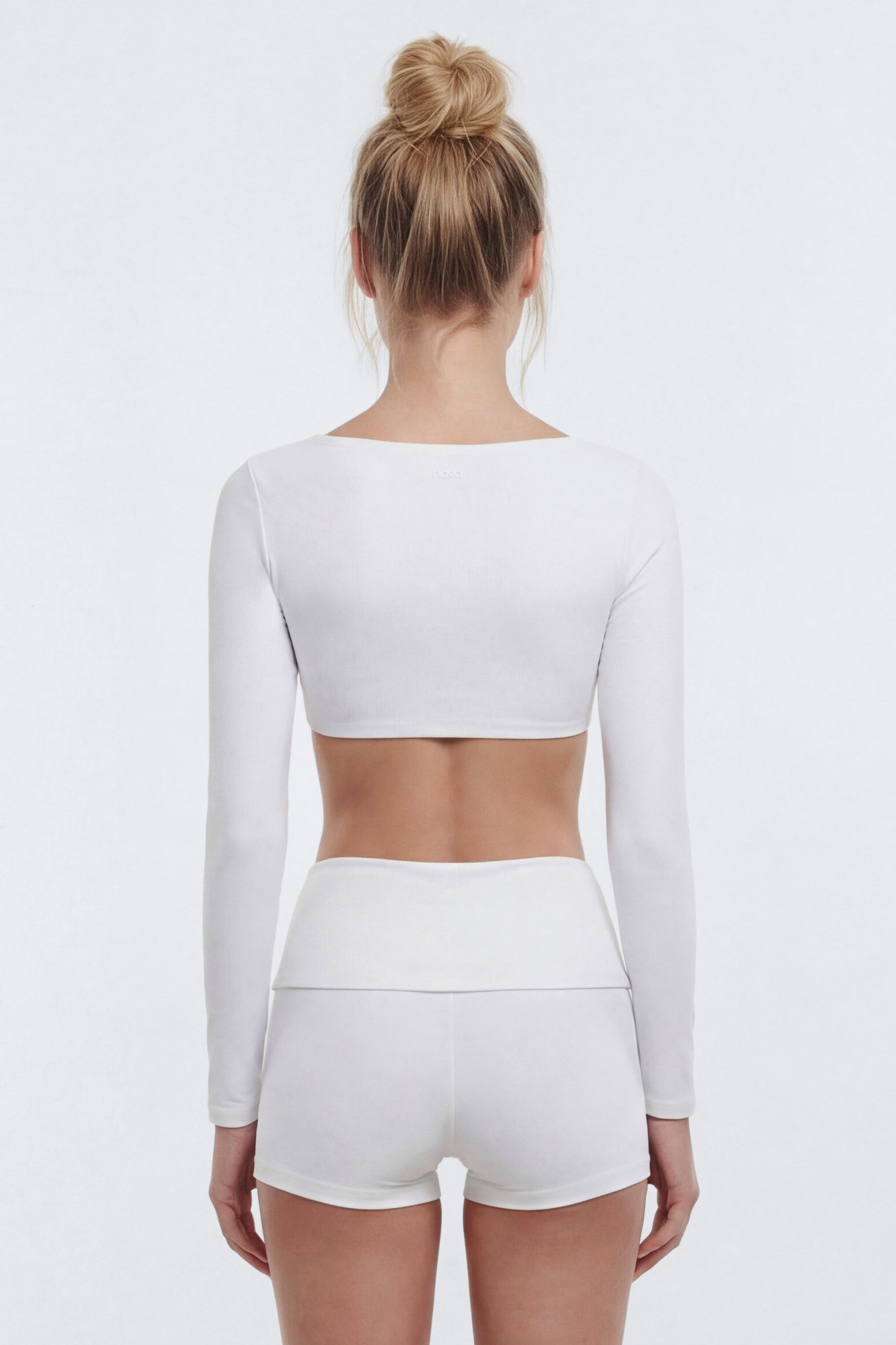 ButterSoft Long Sleeve Super Crop Sports Top - White