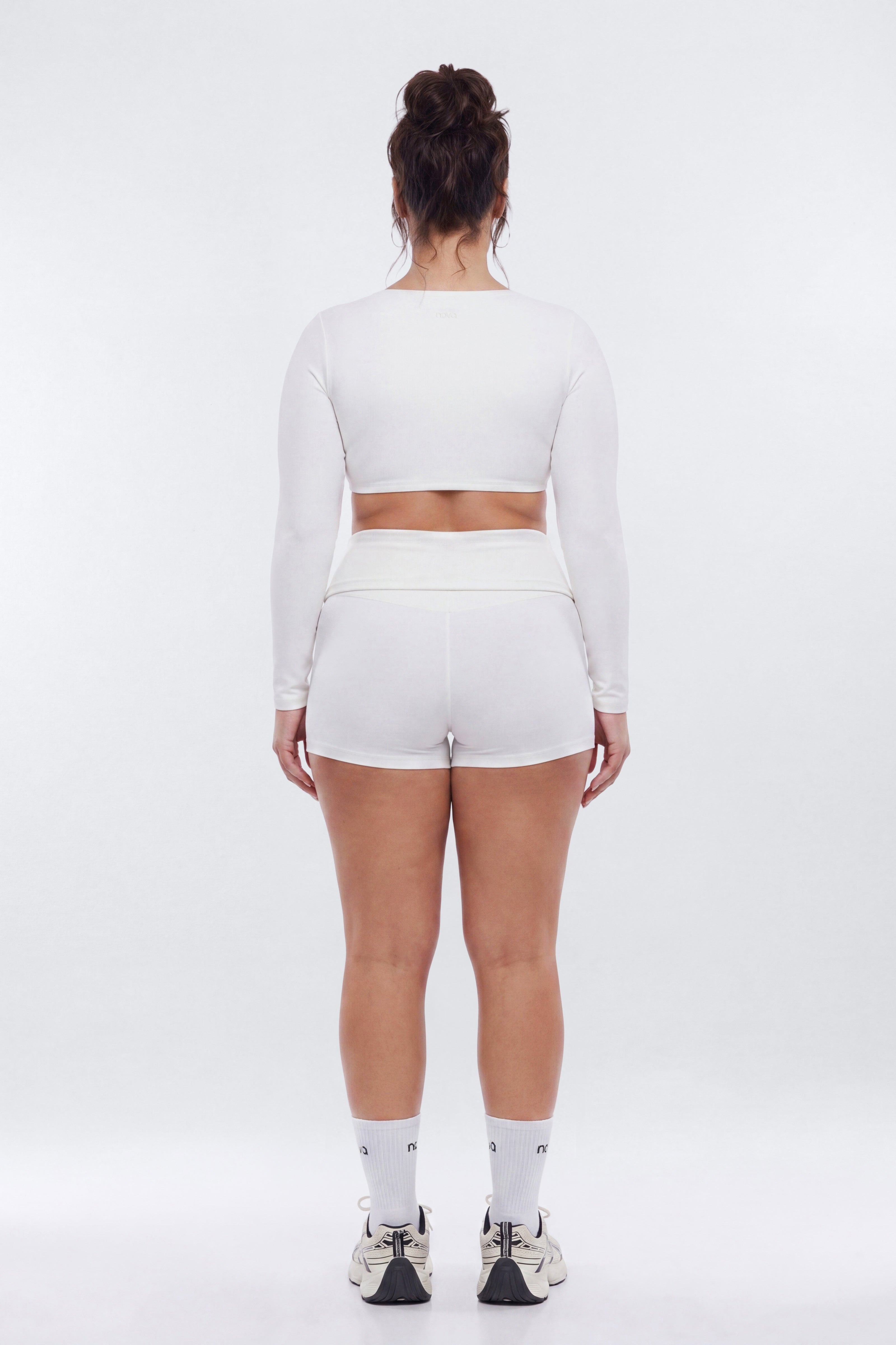ButterSoft Long Sleeve Super Crop Sports Top - White