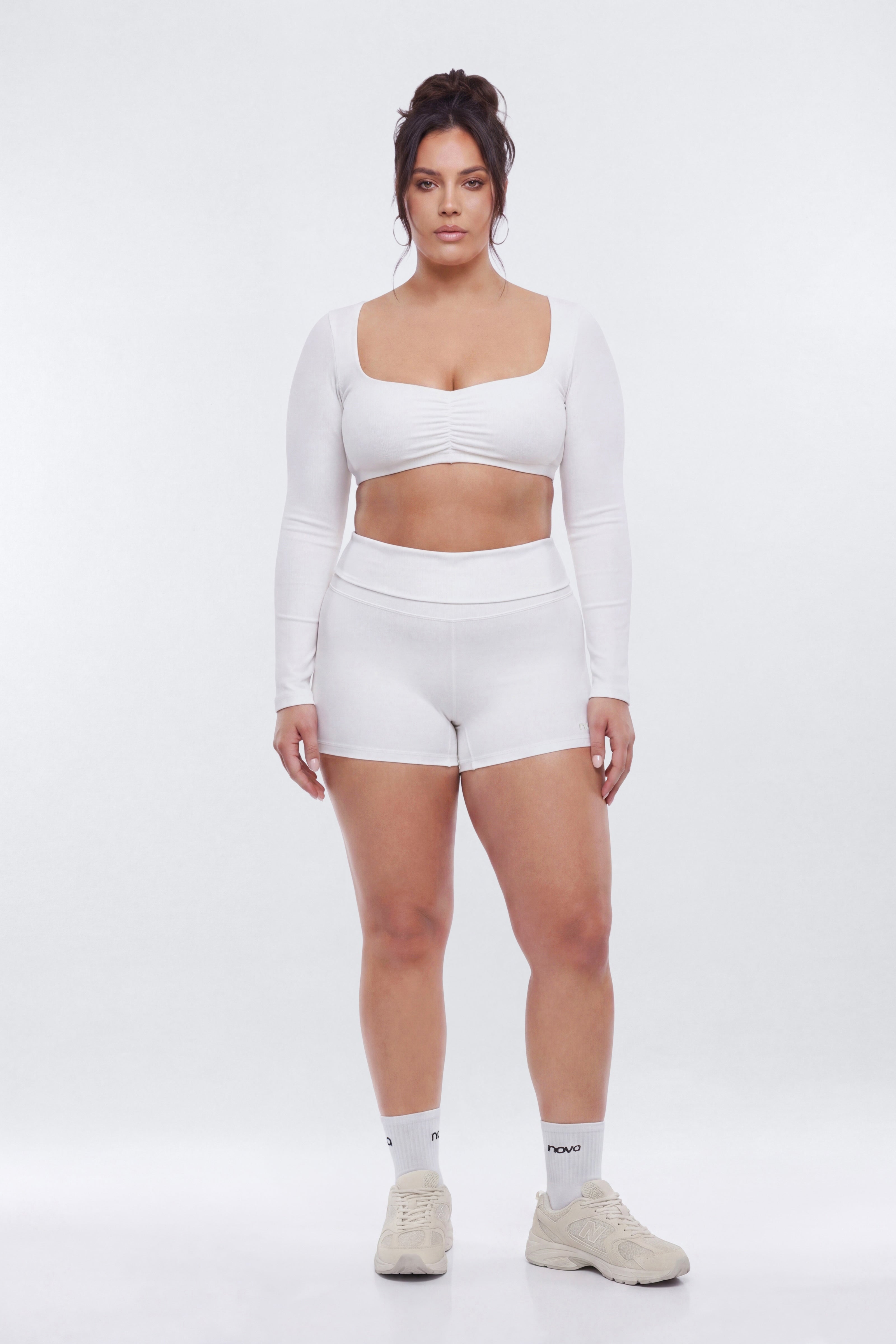 ButterSoft Long Sleeve Super Crop Sports Top - White
