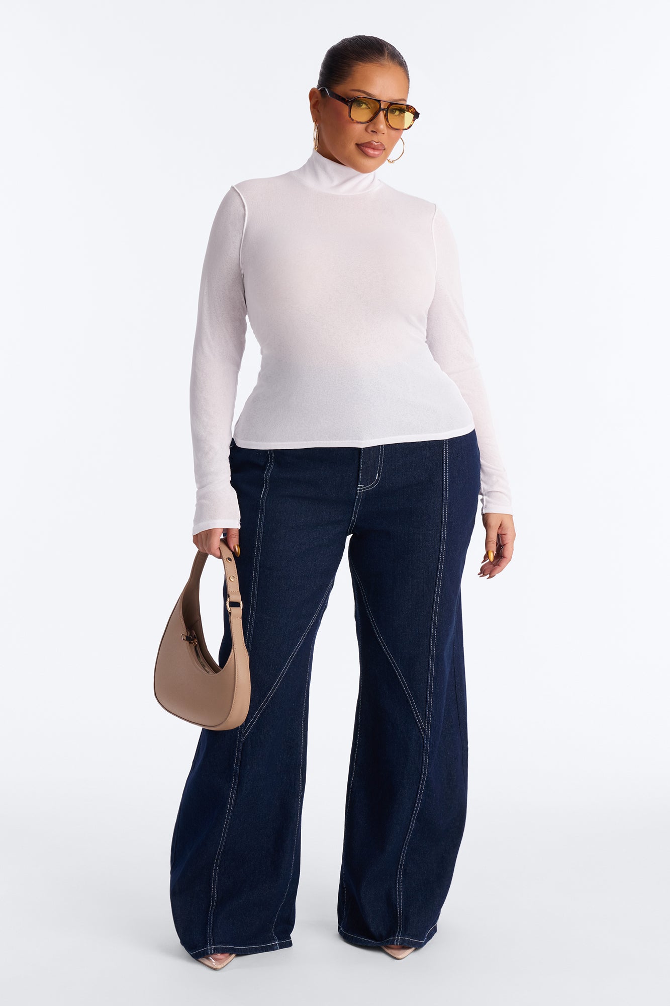 Barely On Textured Sheer Long Sleeve - White