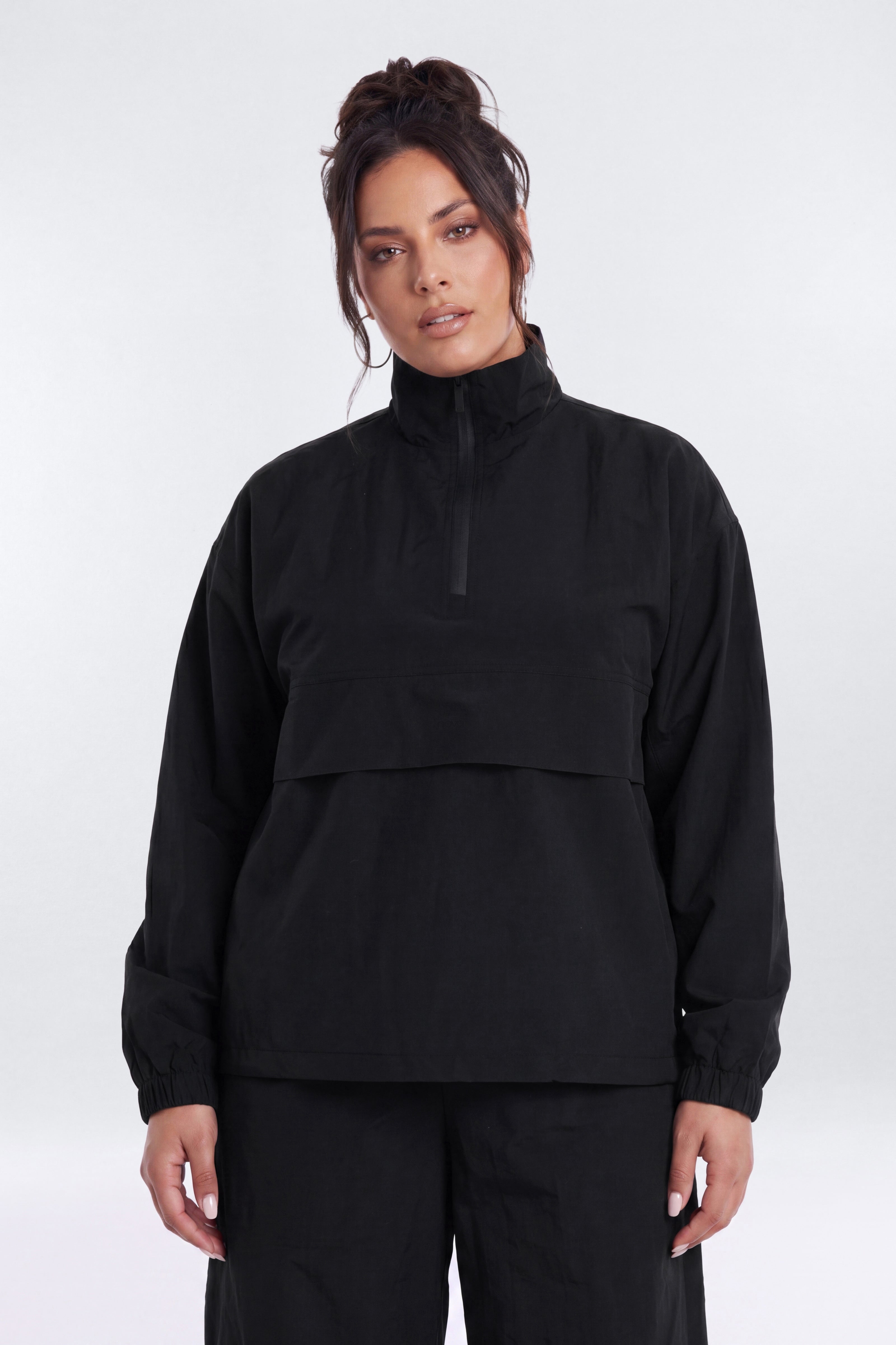 CoreNylon Mock Neck Half Zip Track Jacket - Black