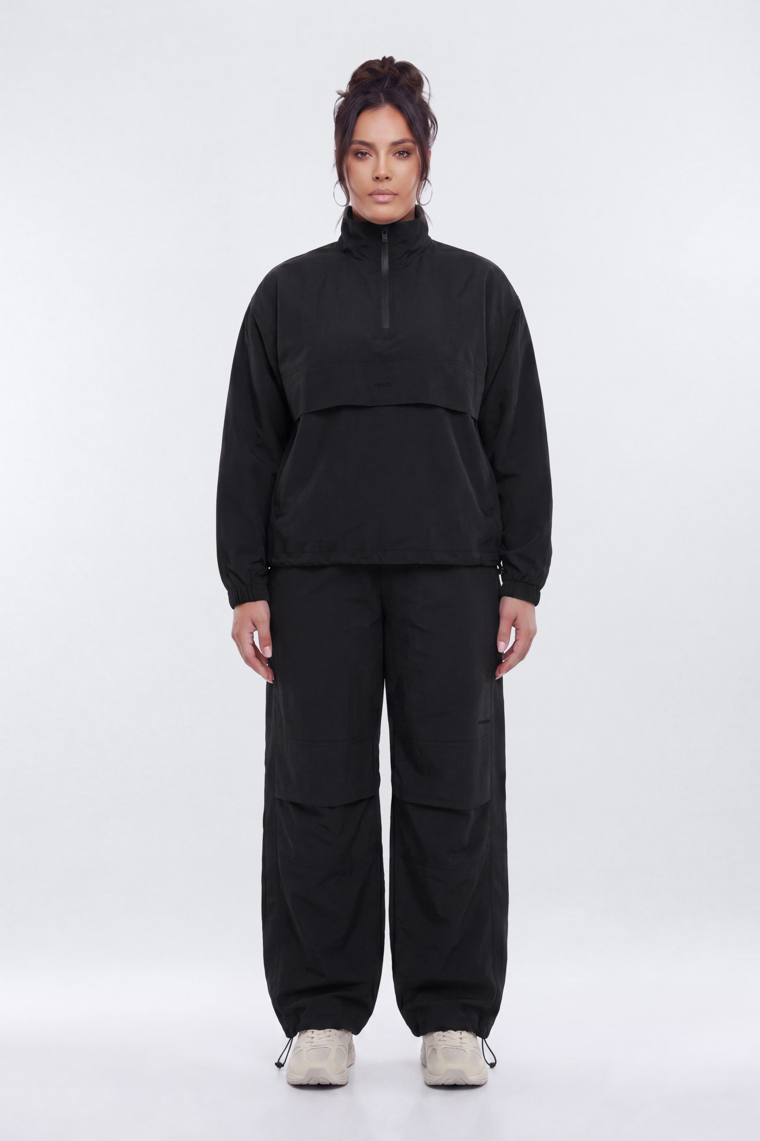 CoreNylon Mock Neck Half Zip Track Jacket - Black