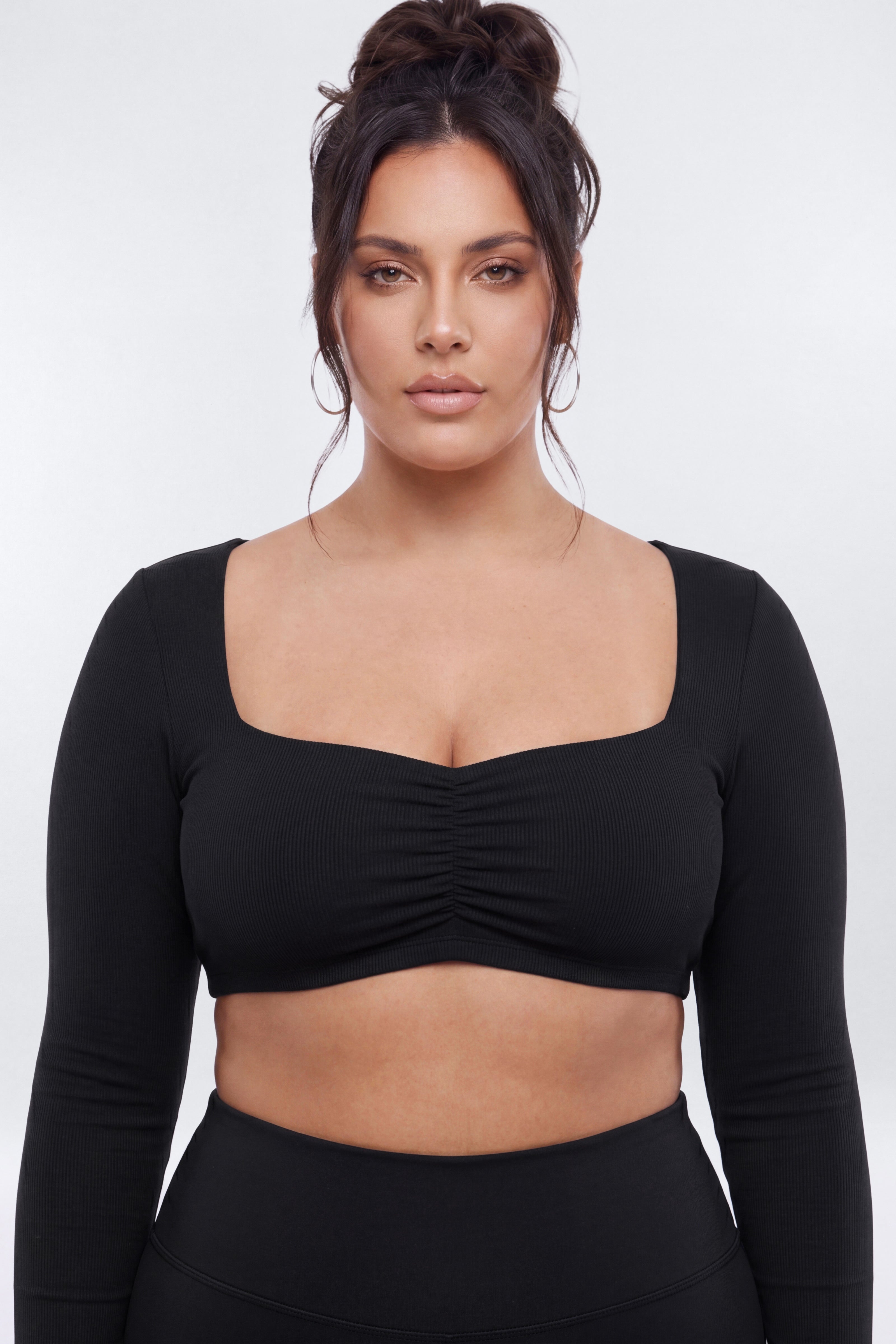 ButterSoft Long Sleeve Super Crop Sports Top - Black