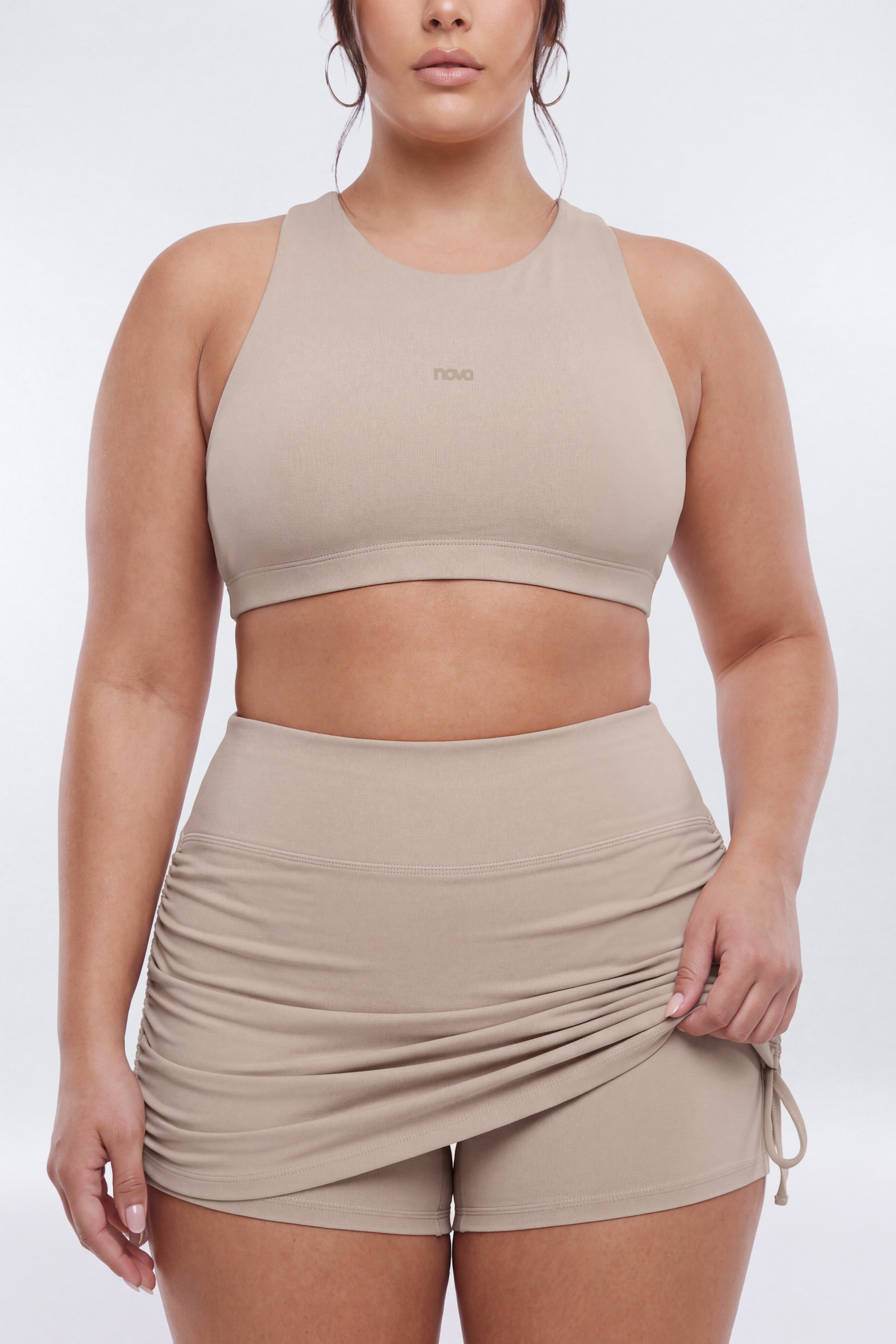 ButterSoft Side Ruched Skort - Stone
