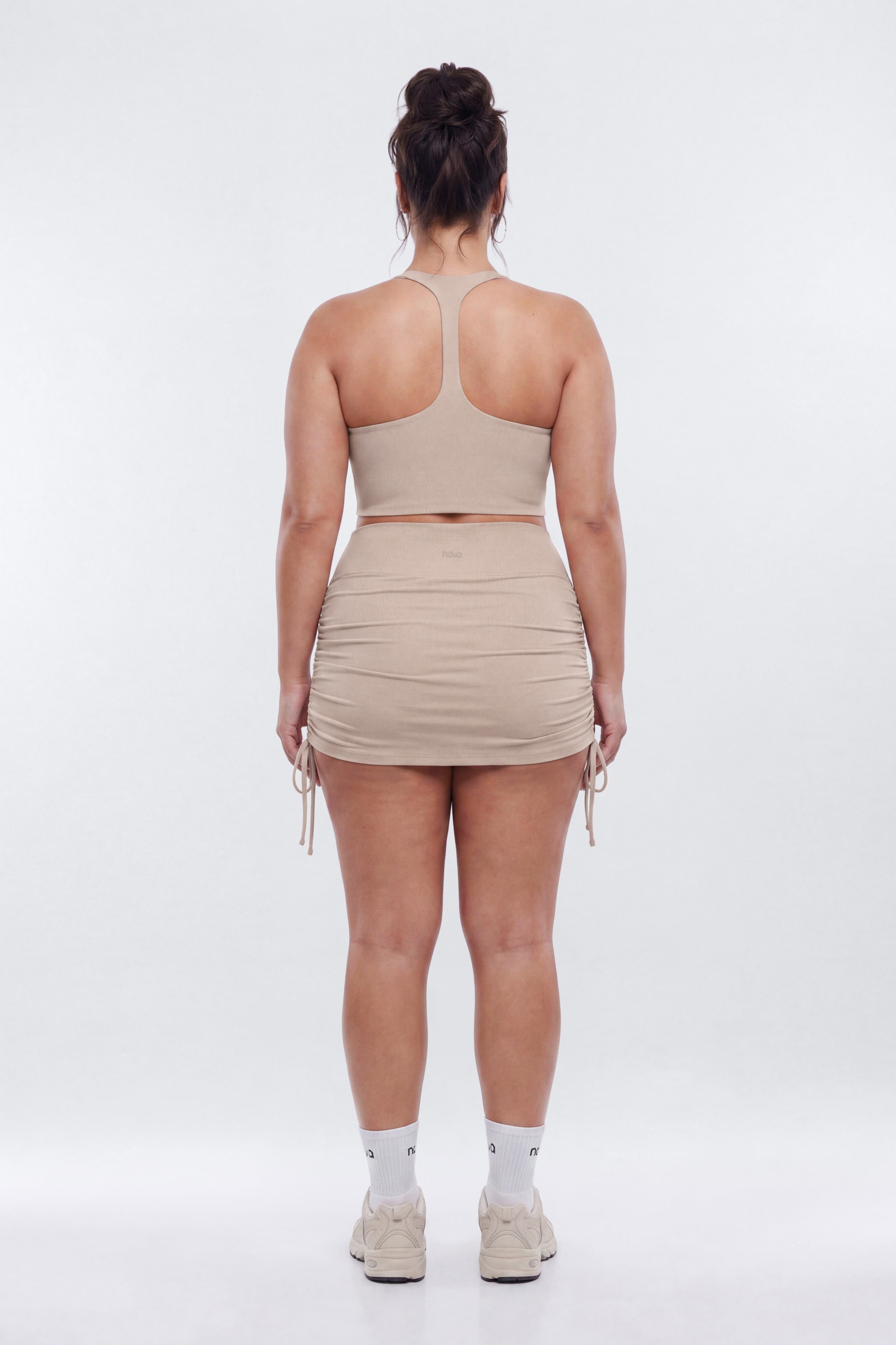 ButterSoft Side Ruched Skort - Stone