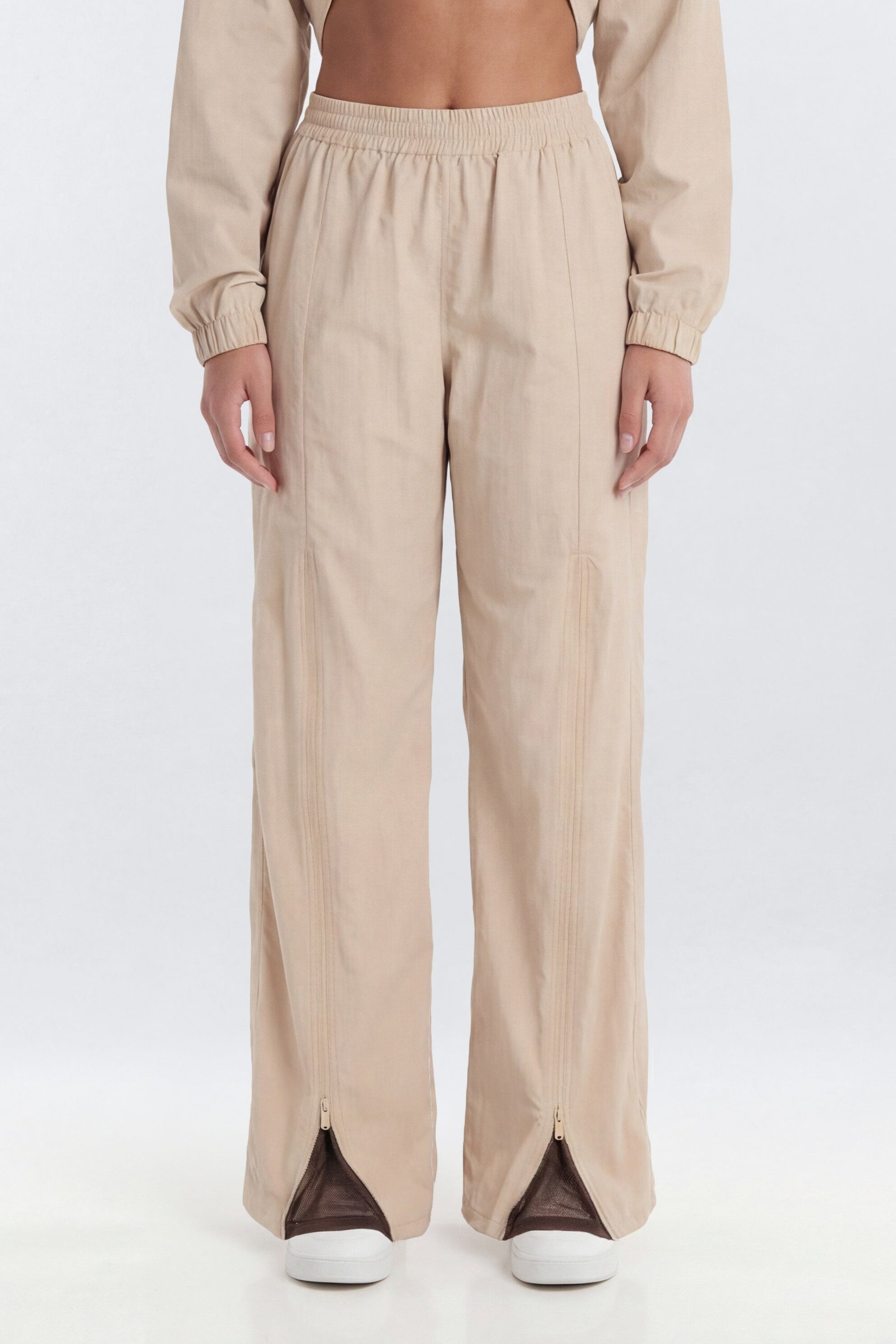 CoreNylon 31″ Zipper Windbreaker Track Pant - Taupe